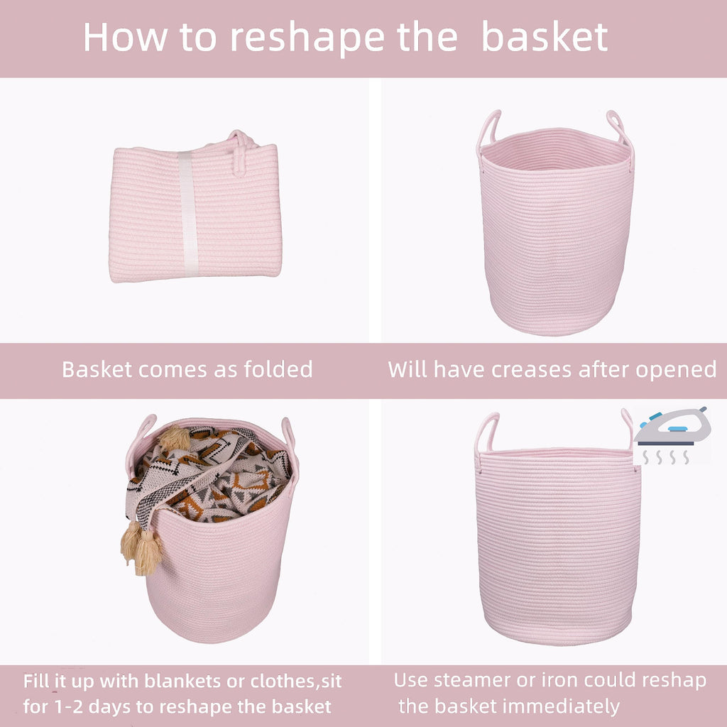 XUANGUO Black Cotton Rope Laundry Basket Hamper for Clothes Woven Storage Basket for Living Room Bedroom Boho Tall Rope Baskets for Blanket Toys Pillow Towels Baby Nursery Hamper Bin Large