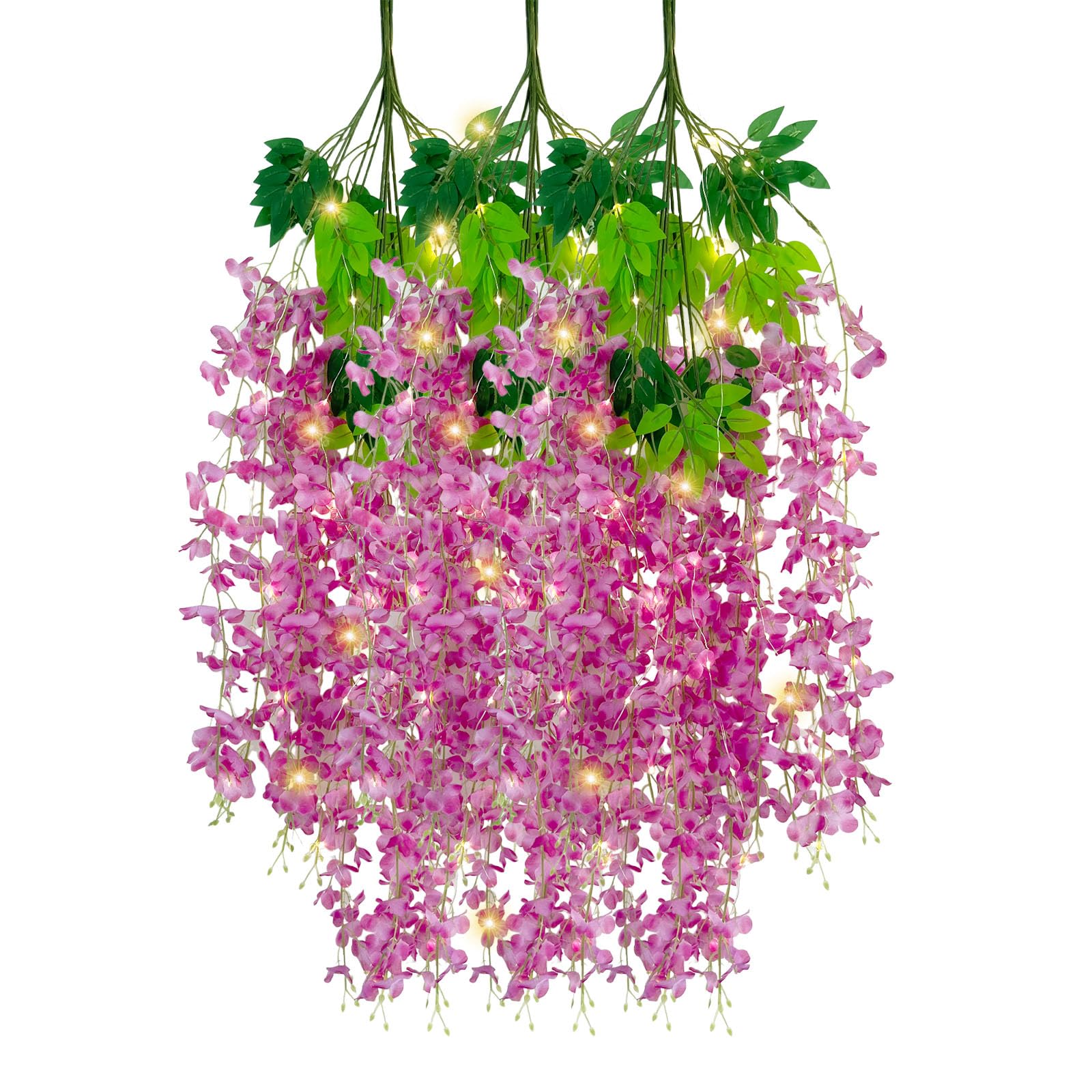 5 Pack Pink Wisteria Hanging Flowers Garland, 3.77 Feet Artificial Flower Vines, Fake Wisteria, Artificial Vines Hanging Garland for Backdrop Outdoor Yard Garden Decor