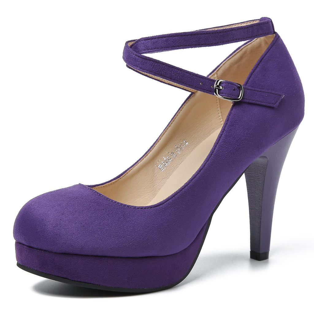fereshte Women's Platform Pumps, Ankle Strap, High Heel, Closed Toe, Party Wedding Dress Shoes