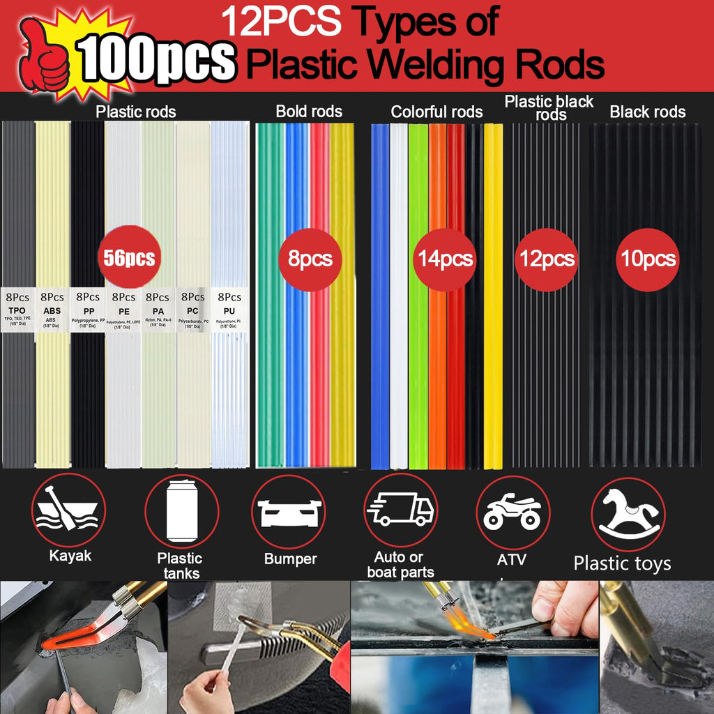 Upgraded 220W Plastic Welder, 2 in 1 Plastic Welding Repair Welder Kit 1000PCS Hot Stapler Soldering Gun with 100PCS Plastics Welding Rods Car Bumper Repair Kit for Most Plastics(Black)