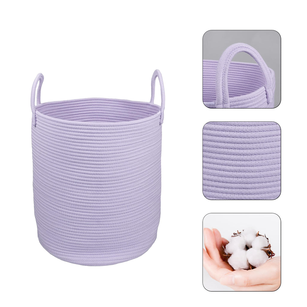 XUANGUO Black Cotton Rope Laundry Basket Hamper for Clothes Woven Storage Basket for Living Room Bedroom Boho Tall Rope Baskets for Blanket Toys Pillow Towels Baby Nursery Hamper Bin Large