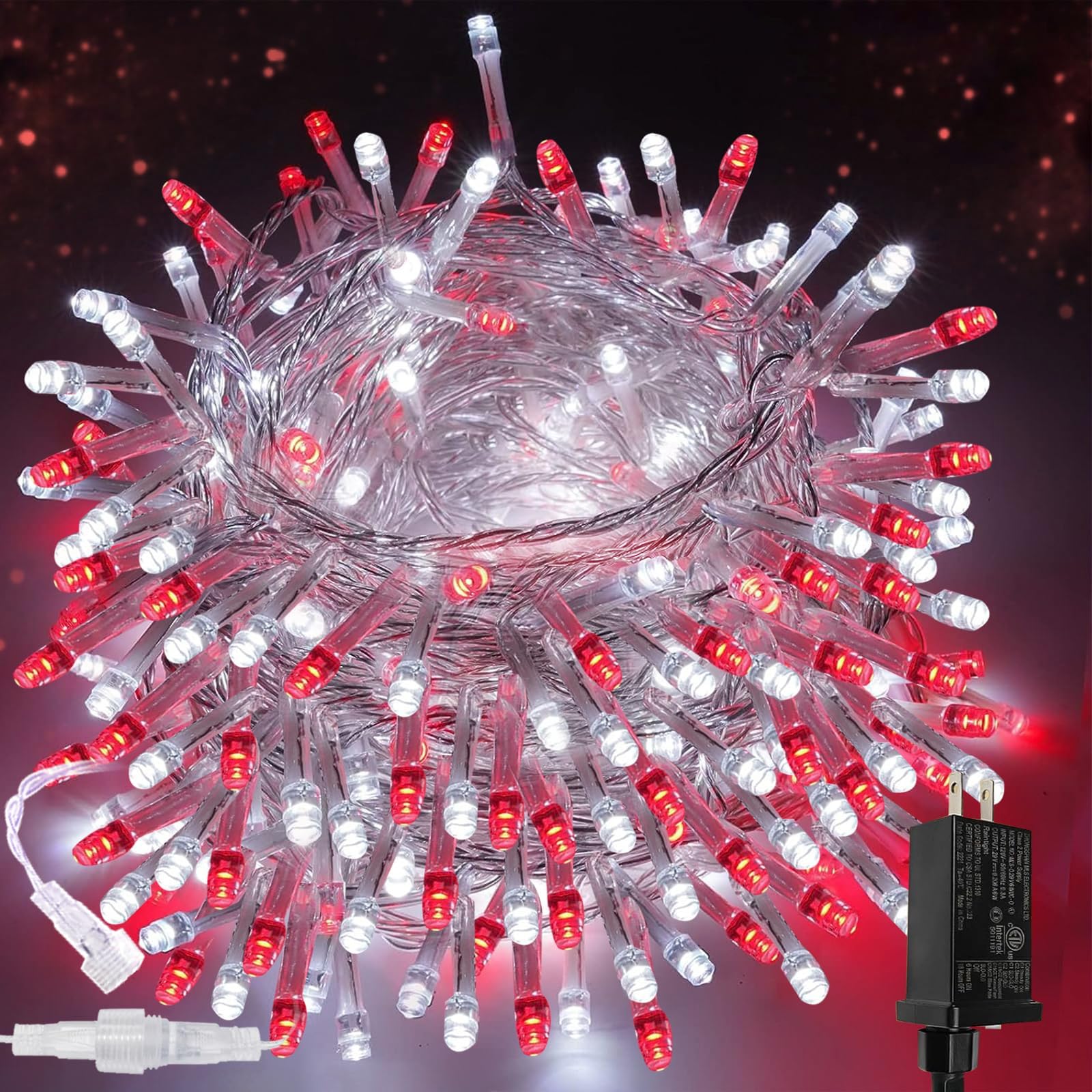 Connectable 100 LED String Lights Indoor Outdoor, 33FT Warm White Christmas Lights Waterproof, 13 Modes with Timer, Twinkle Fairy Lights Plug in Clear Wire for Christmas Tree, Bedroom, Classroom Decor