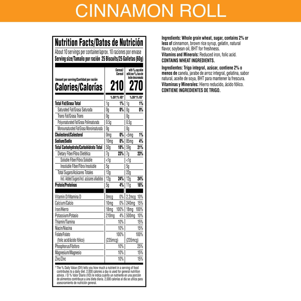 Kellogg's Frosted Mini-Wheats Cold Breakfast Cereal, High-Fiber, Whole Grain, Family Size, Original, 24oz Box (1 Box)
