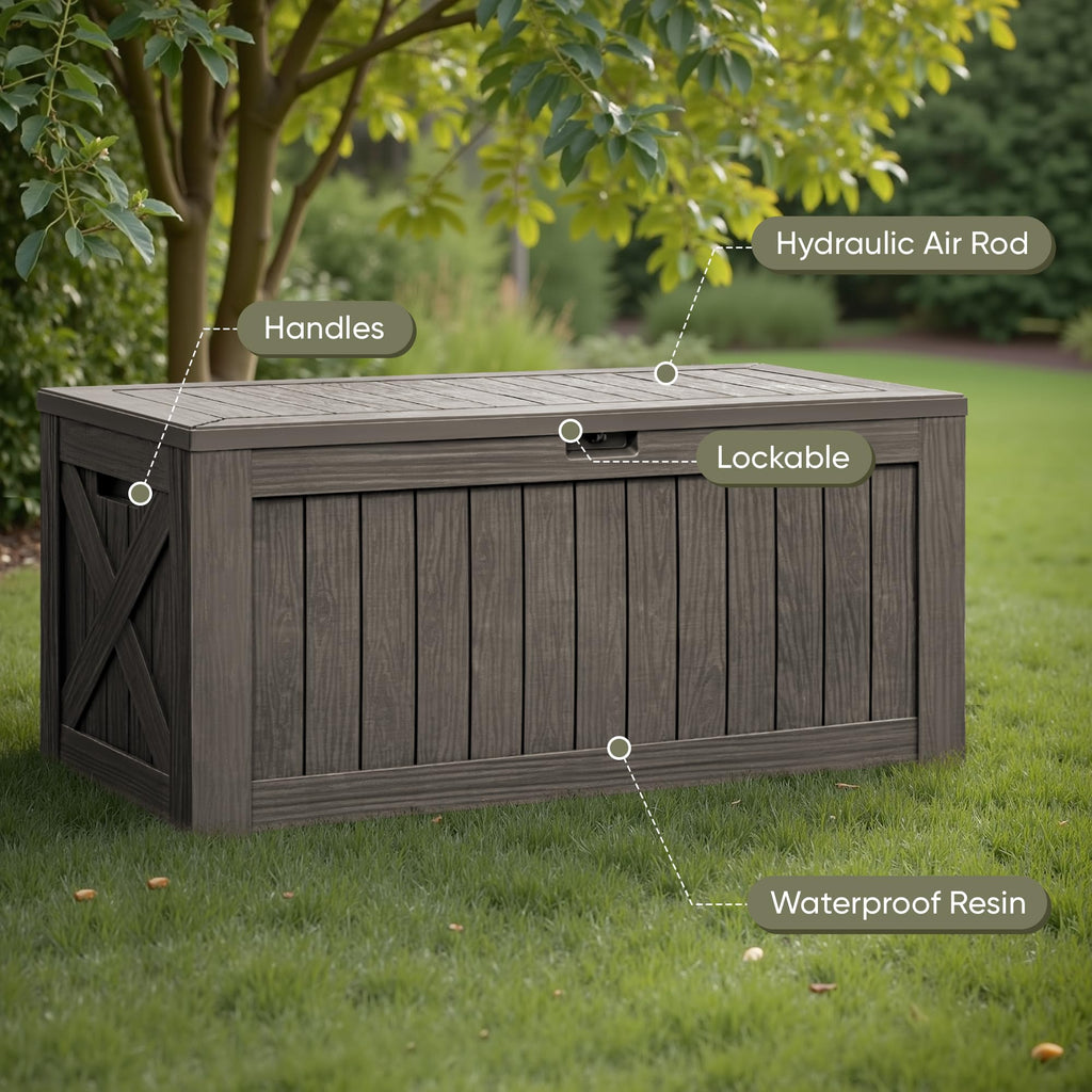 Flamaker Deck Box 30 Gallon, Waterproof Resin Small Storage Box with Lid, Outdoor Patio Furniture Cushion Garden Tool Organizer, Lockable Package Delivery Box for Porch Balcony (Black)