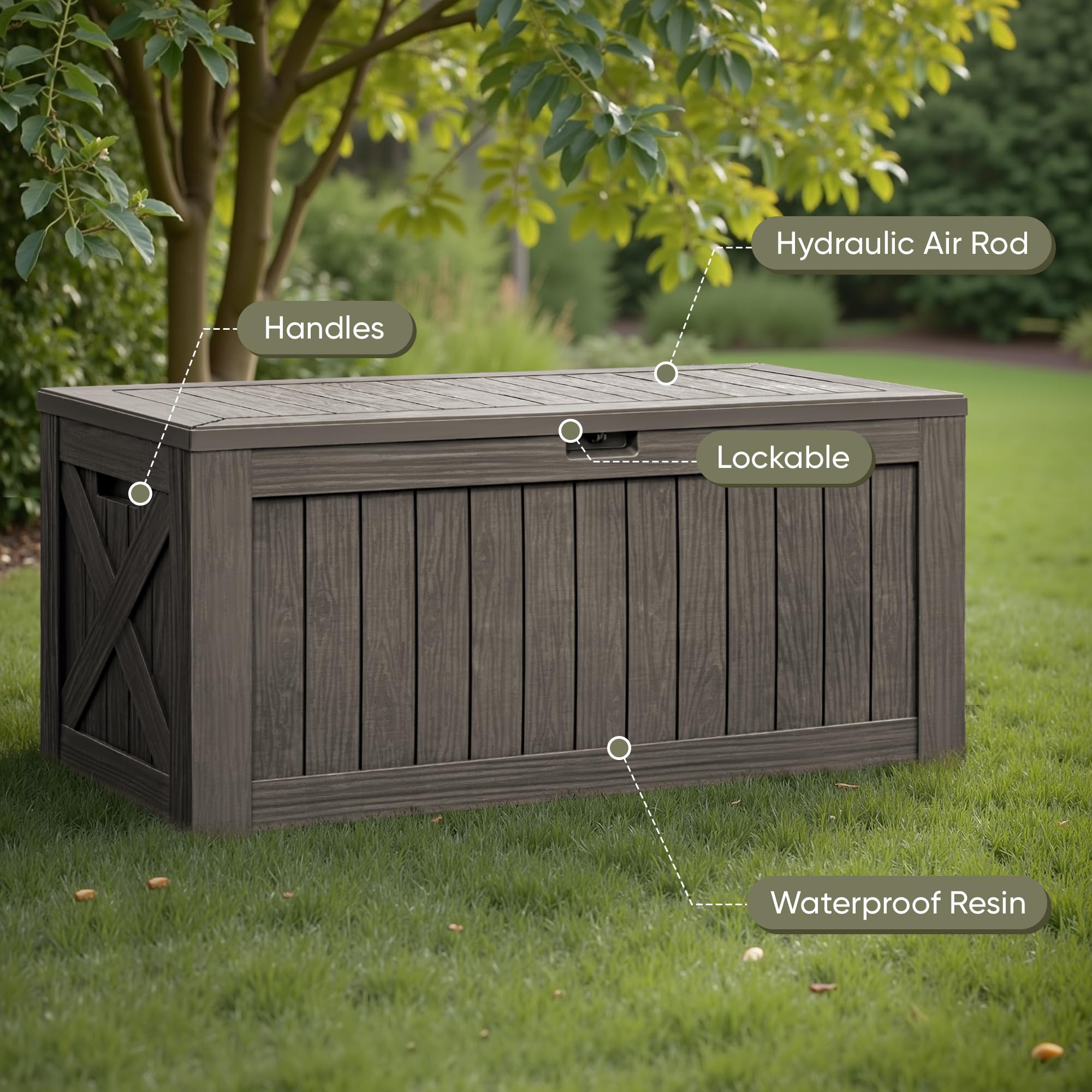 Flamaker Deck Box 30 Gallon, Waterproof Resin Small Storage Box with Lid, Outdoor Patio Furniture Cushion Garden Tool Organizer, Lockable Package Delivery Box for Porch Balcony (Black)