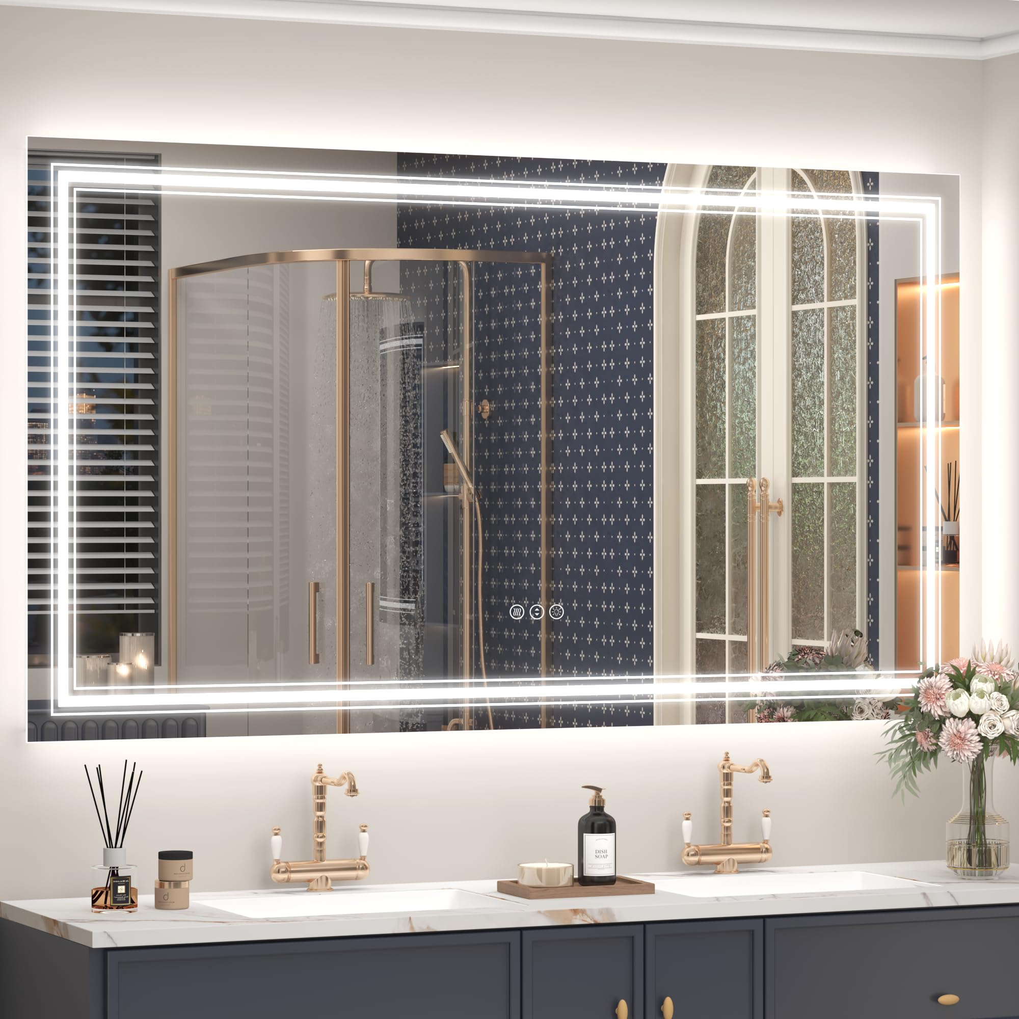 20x28 LED Bathroom Mirror, Vanity Mirror with Lights, Backlit and Front lit Mirror for Wall, Dimmable, Anti-Fog, Shatterpoof, Memory (Horizontal/Vertical)