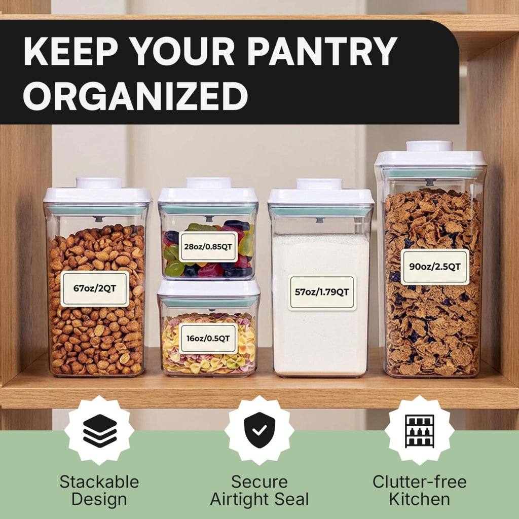 Bop Top Airtight Food Storage Containers with Lid 13.5 Cups / 108 oz | Kitchen Canister Sets | Air Tight Pantry Container | Pop Top Dry Food Storage Containers for Snacks, Sugar, Flour, Baking, Pasta