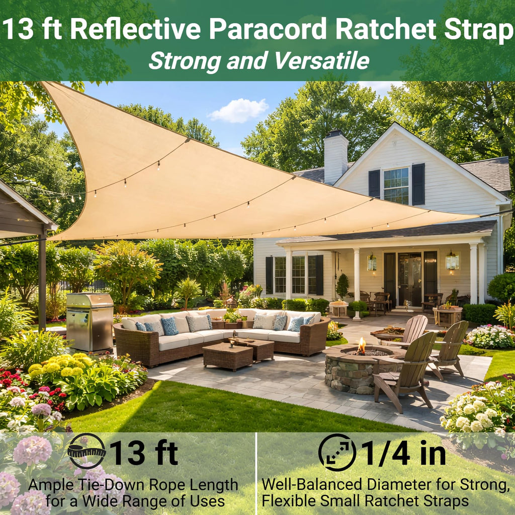 Longer 14ft Retractable Paracord Rope Tie Down Ratchet Strap Small Straps Mini Rope Cam Lock Tent Canopy Tie Down Adjustable Outdoor Windproof Tightener Tensioner Hanger Grow Light 4 Pack 1/8"