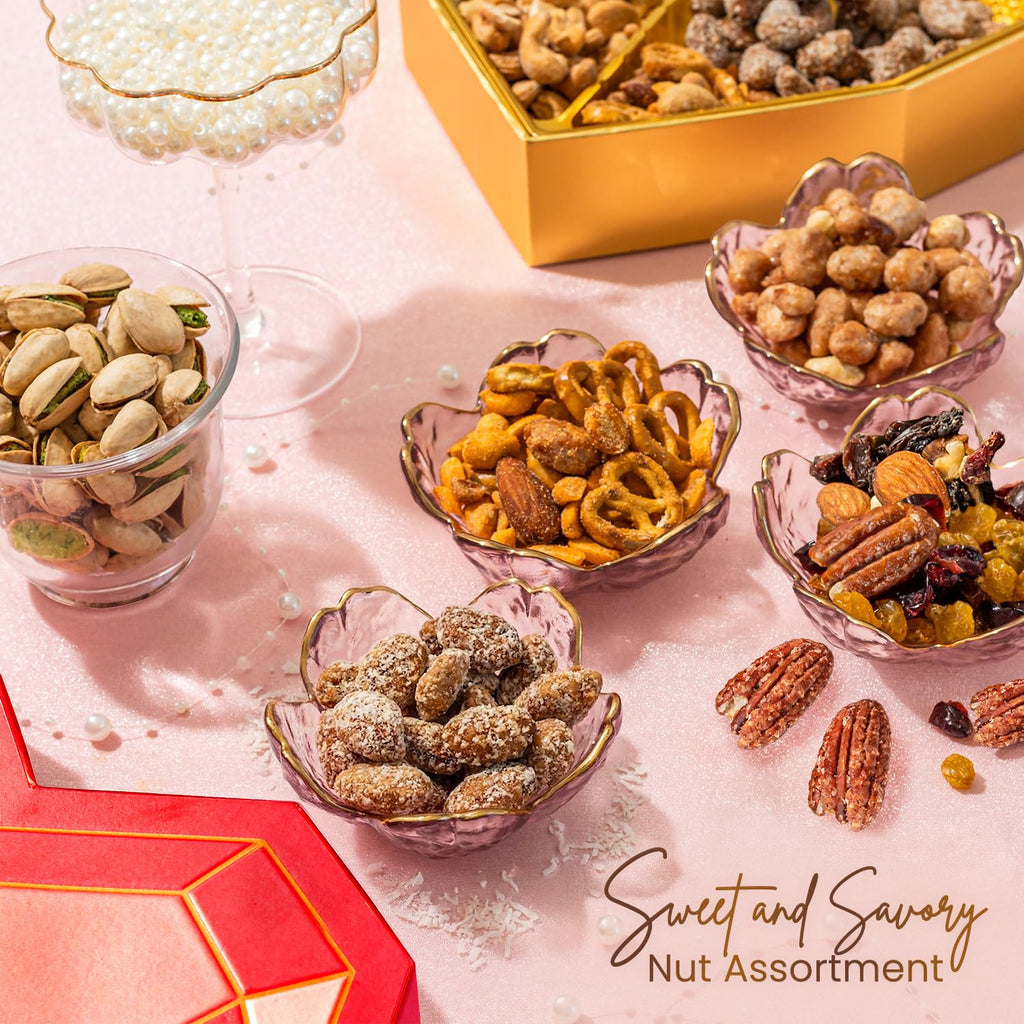 Nut Gift Basket, in Reusable Wooden Crate, Healthy Fathers Day Gift Option, Gourmet Snack Food Box, with Unique Flavors, Great for Feel Better, Sympathy & Birthday- Bonnie & Pop