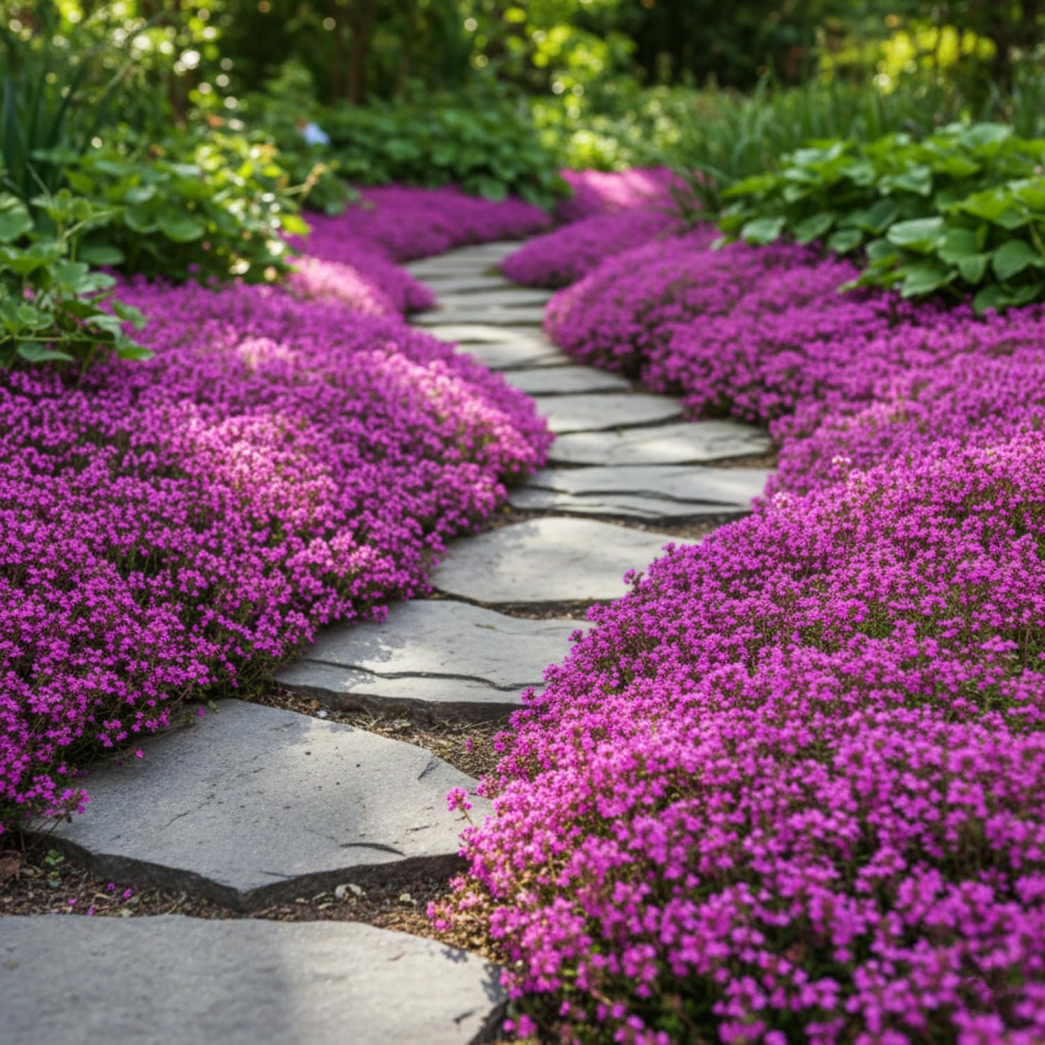 20,000+ Creeping Thyme Seeds Ground Cover, Flower Seeds for Planting, Thymus Serpyllum Perennial for Rock Garden, Garden Path, Border and Sunny Areas (Hot Pink)