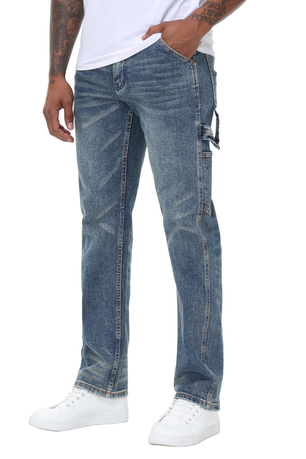 MZNBURAM Men's Stretch Regular Fit Straight-Leg Cotton Fashion Comfort Flex Waist Denim Pants Jeans