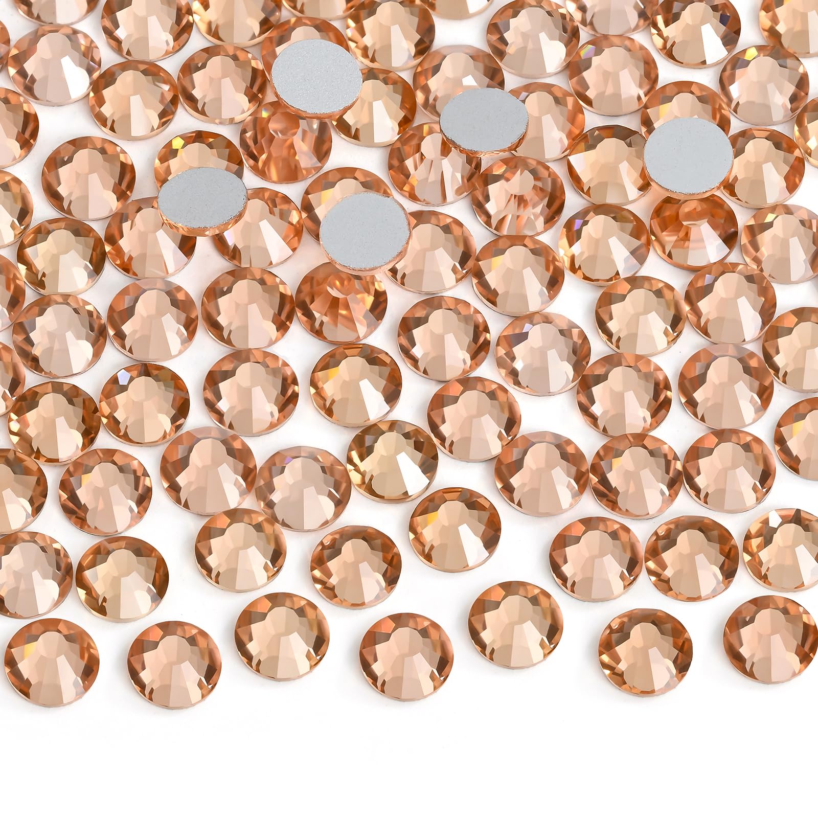 2880 Pieces Flatback Rhinestones Glue Fix Crystal Glass Diamantes Gems for Crafting Nail Art Crafts Decorations Clothes Shoes 1.4 mm (ss3, Amber)