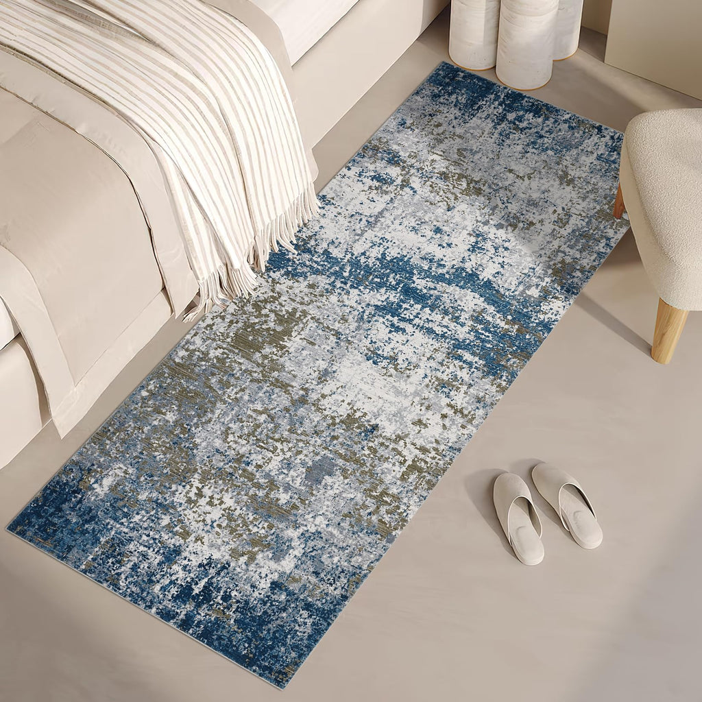ROYHOME Modern Scalloped Abstract 2x3 Area Rug Non Slip Non Shedding Low Pile Stain Resistant Rug for Entryway Kitchen Bedroom,Black Yellow