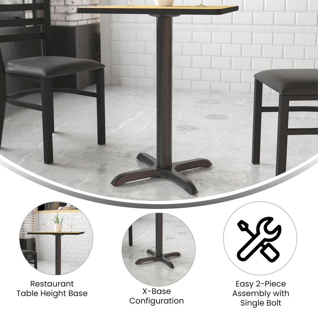 Flash Furniture Beverly 22'' x 22'' Restaurant Table X-Base with 3'' Dia. Table Height Column
