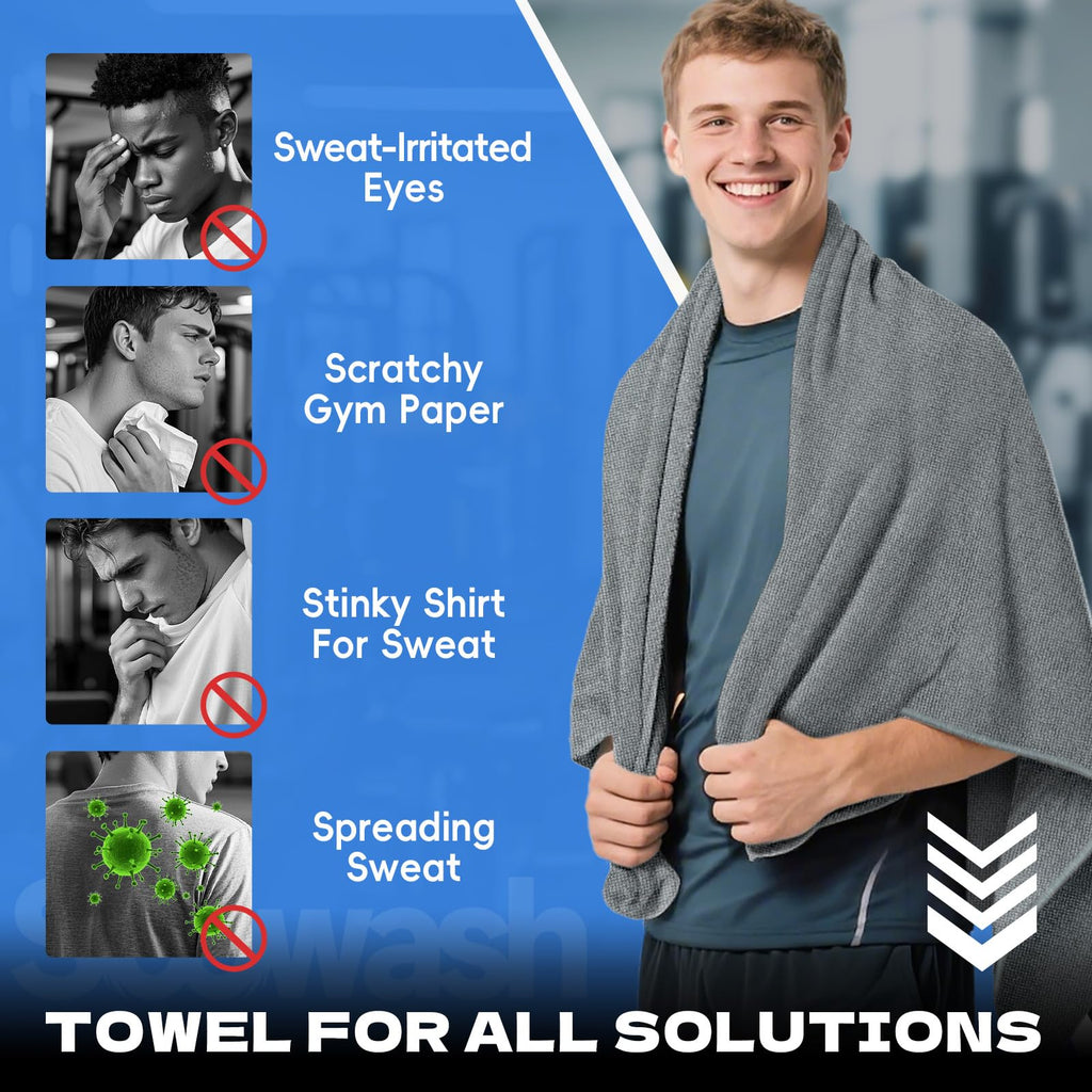 Microfiber Gym Towels for Showering Working Out Quick Dry Negative ions Large Middle Small Sizes Lightweight Gym Towel for Men Women Tennis Sports Towels for Body Hot Yoga Fitness Essentials