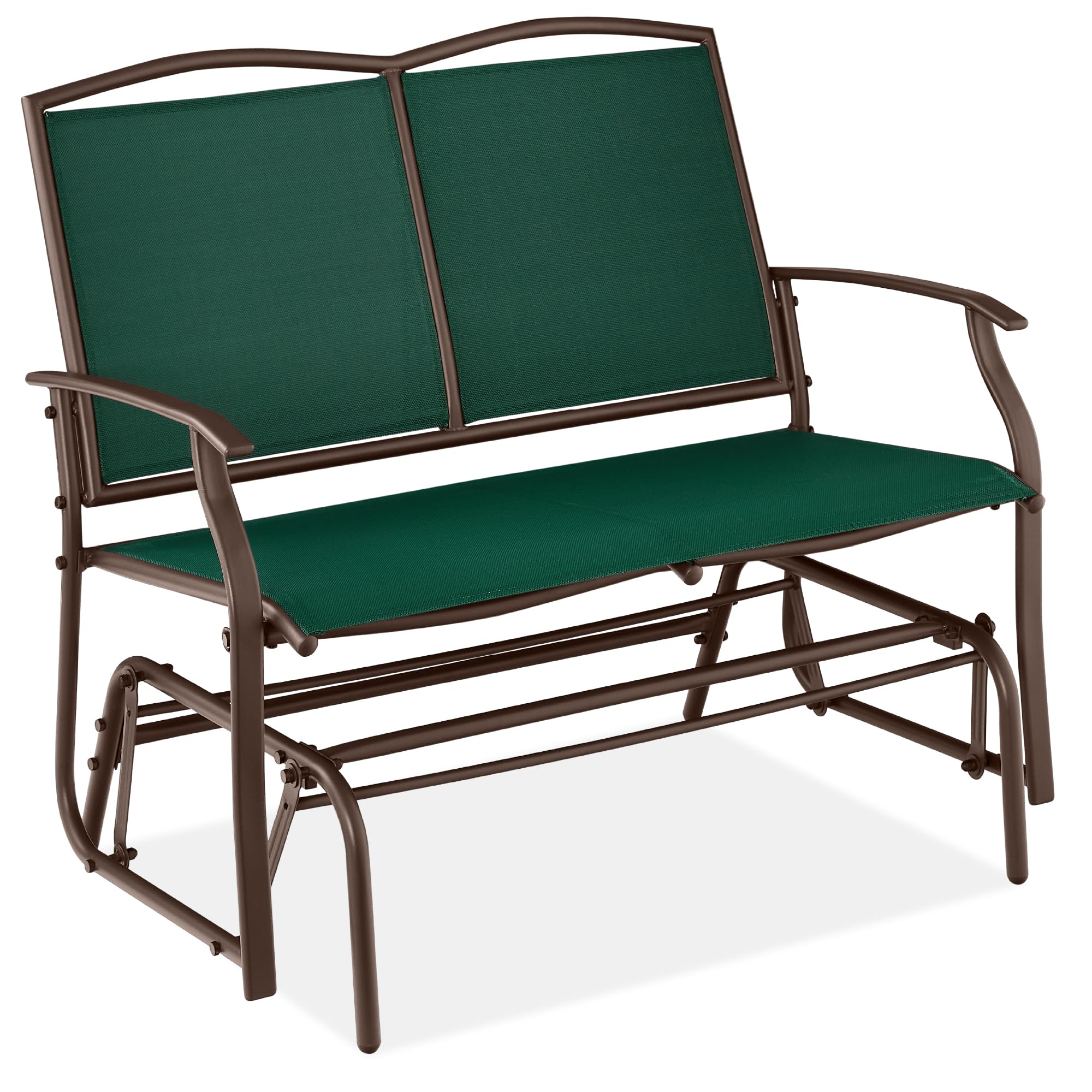 Best Choice Products 2-Person Outdoor Patio Swing Glider Steel Bench Loveseat Rocker for Deck, Porch w/Textilene Fabric, Steel Frame - Black
