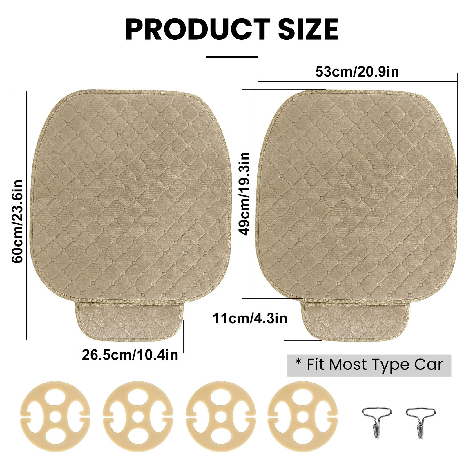 surpassme Comfortable Car Seat Covers Universal Front Seat Covers for Car Accessories, Padded Car Interior Covers for Automotive, SUV, Truck, and Van(Black)