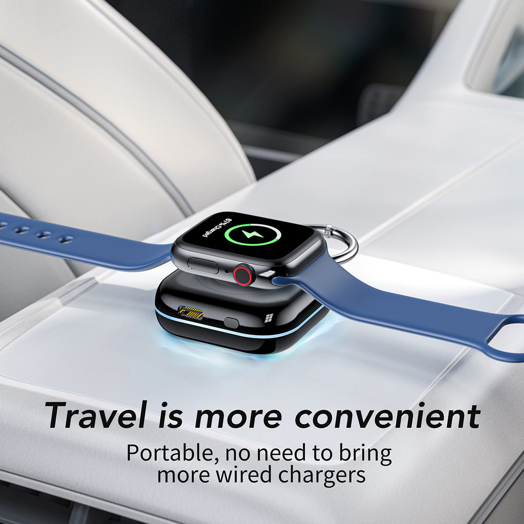HUOTO Portable Charger for Apple Watch,Wireless Magnetic iWatch Charger 1200mAh Power Bank Travel Keychain Accessories Smart Chargers for Apple Watch Series 11/10/9/8/7/6/SE/5/4/3/2/1/UItra/UItra 2
