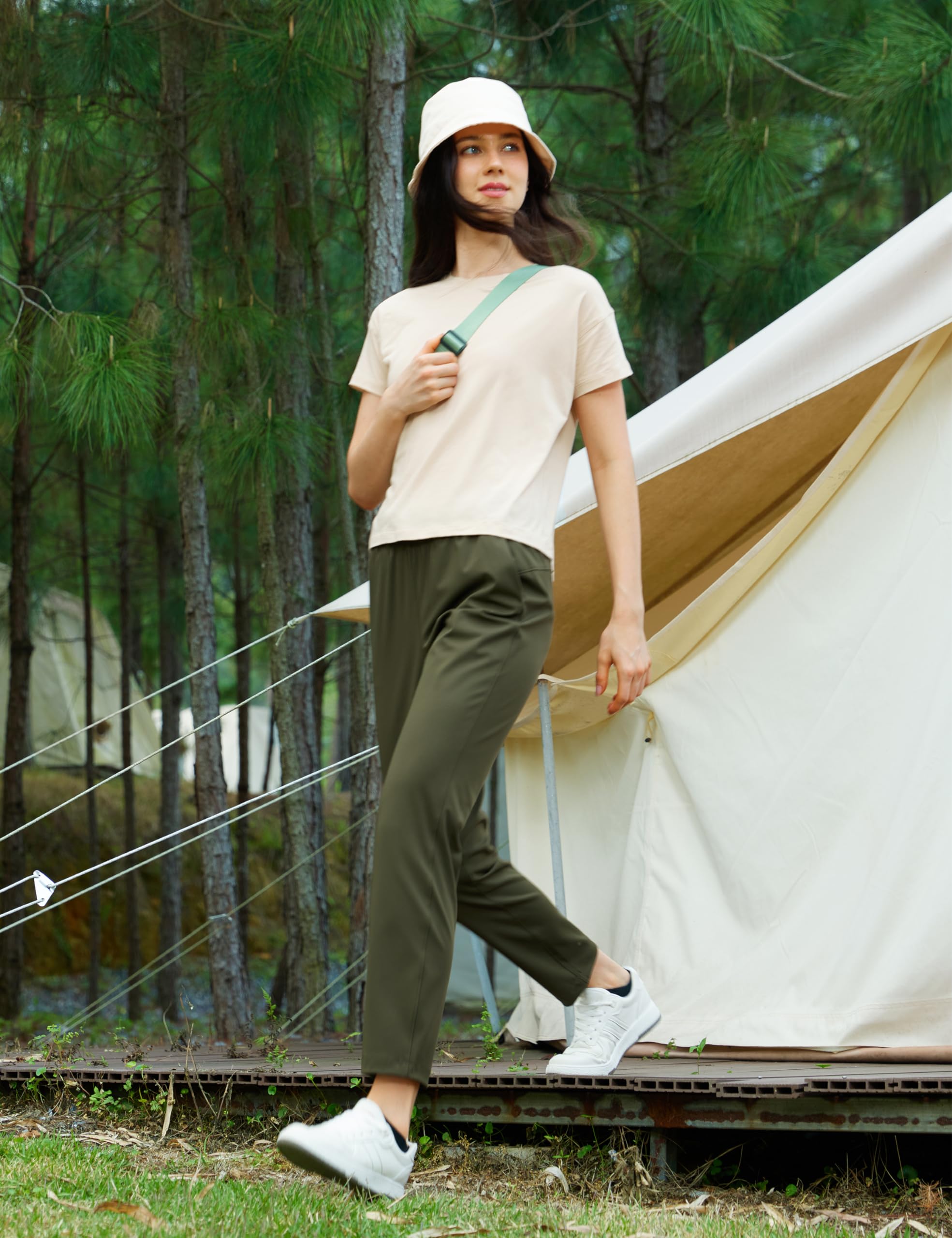 CRZ YOGA 4-Way Stretch Ankle Golf Pants for Women 27" - Casual Dress Work 7/8 Sweatpants with Pockets