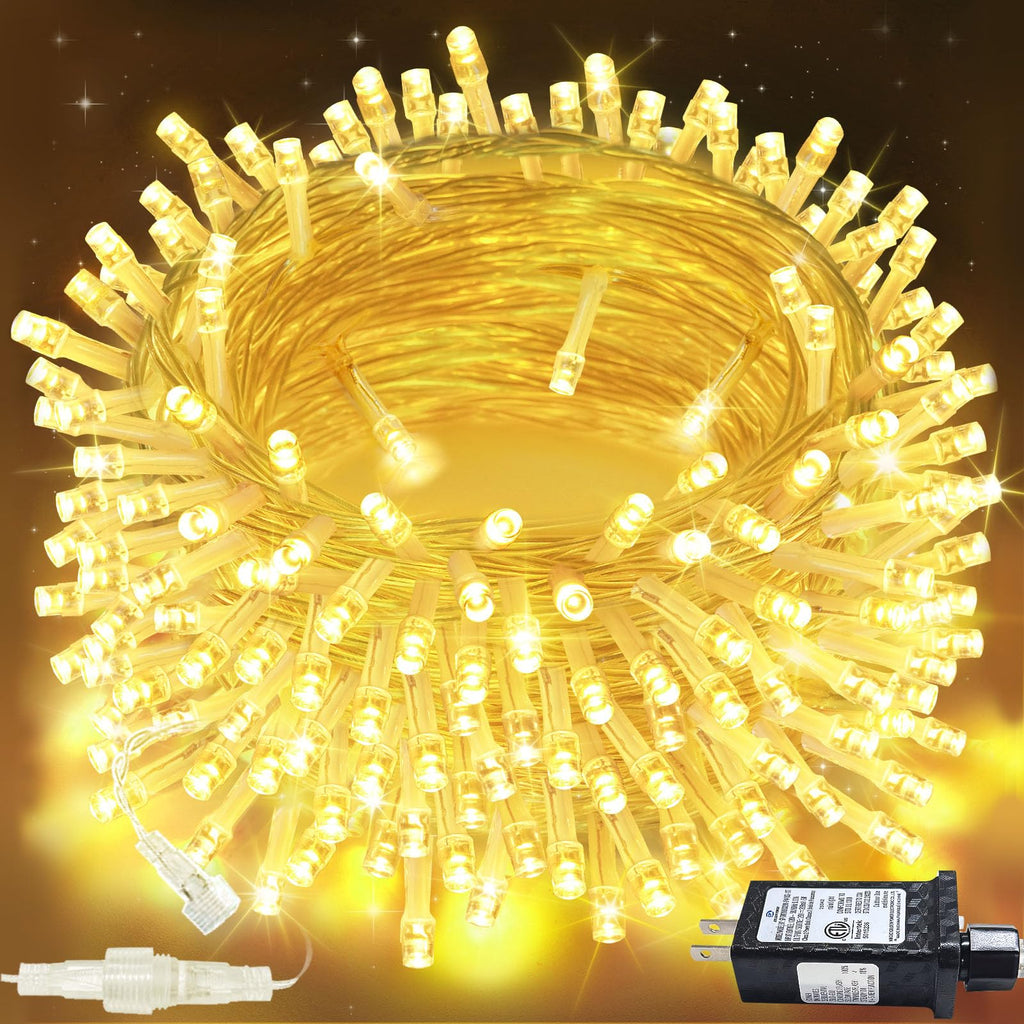 Connectable 100 LED String Lights Indoor Outdoor, 33FT Warm White Christmas Lights Waterproof, 13 Modes with Timer, Twinkle Fairy Lights Plug in Clear Wire for Christmas Tree, Bedroom, Classroom Decor