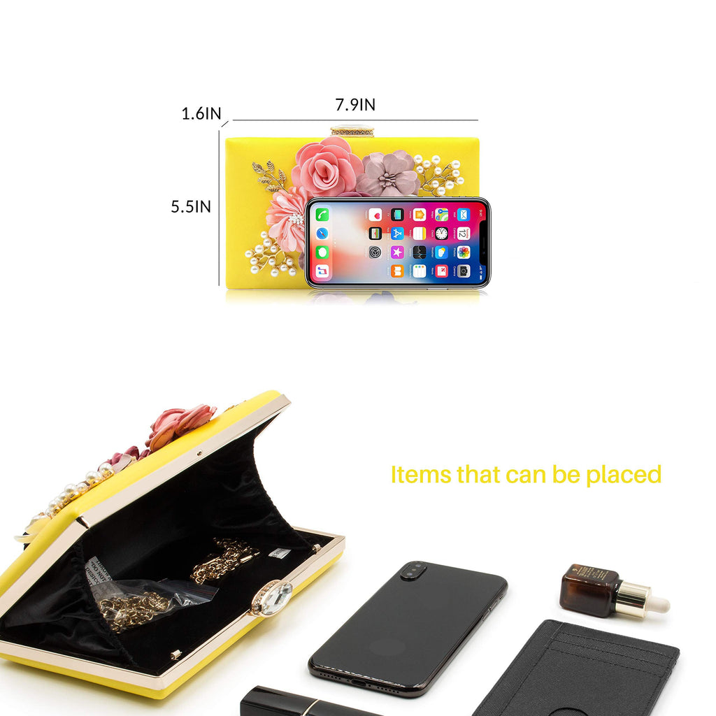Evening Bag for Women, Flower Wedding Evening Clutch Purse Bride Floral Clutch Bag