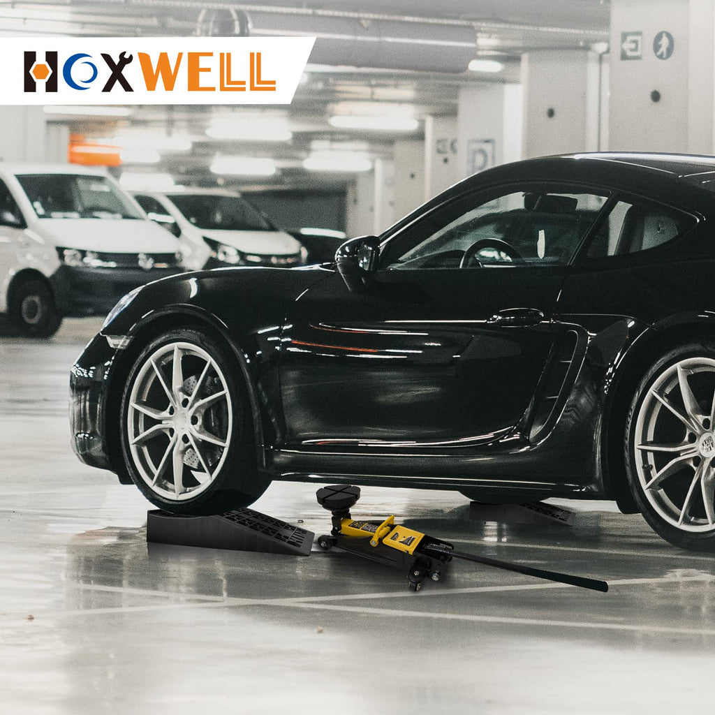 HOXWELL Detachable Low Profile Car Ramps for High Lift and Jack Support, Heavy Duty Car Ramps for Low Cars, Removable Vehicle Ramps for Garage, 15.35''-27.83'' L, 2PCS