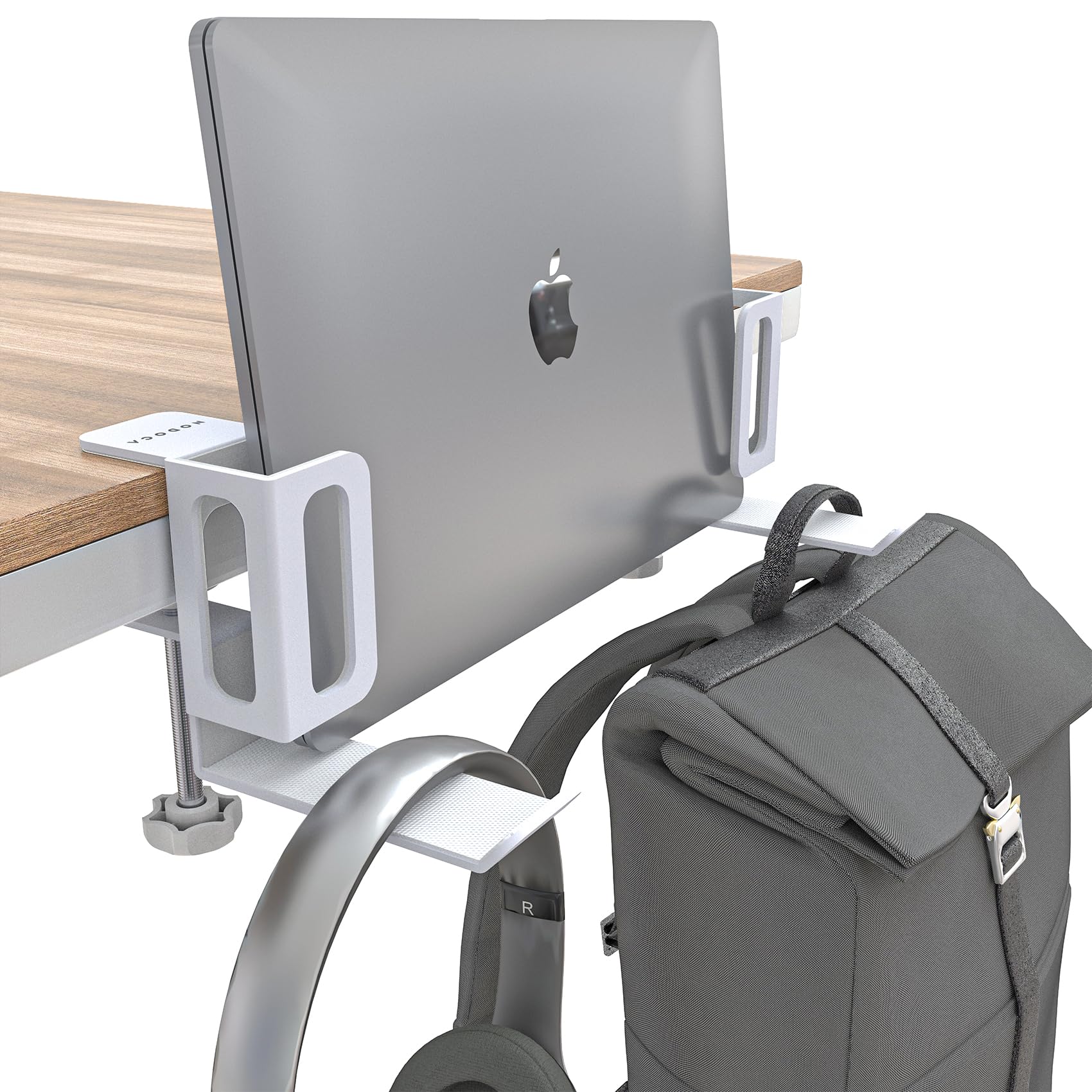 NODOCA Laptop Storage for Desk, Vertical Laptop Stand for Desk, MacBook Vertical Stand, with Headphone Holder, Desk Side Storage for MacBook/Surface/Samsung/HP/Dell[M, Black]