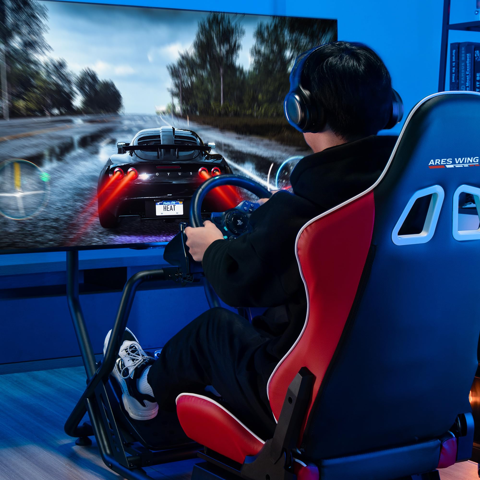 ARES WING Sim Racing Cockpit, Racing Wheel Stand with Seat, Formula and GT Racing Simulator Cockpit Compatible with Fanatec, Thrustmaster, Logitech, Moza Racing Games on PS5, PS4, Xbox and PC