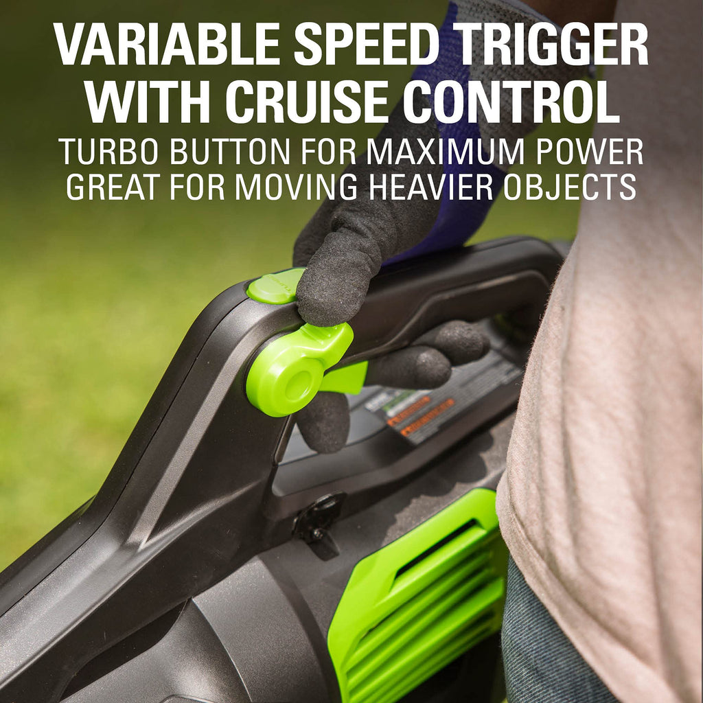 Greenworks 80V (150 MPH / 500 CFM / 75+ Compatible Tools) Cordless Axial Leaf Blower, 2.0Ah Battery and Charger Included