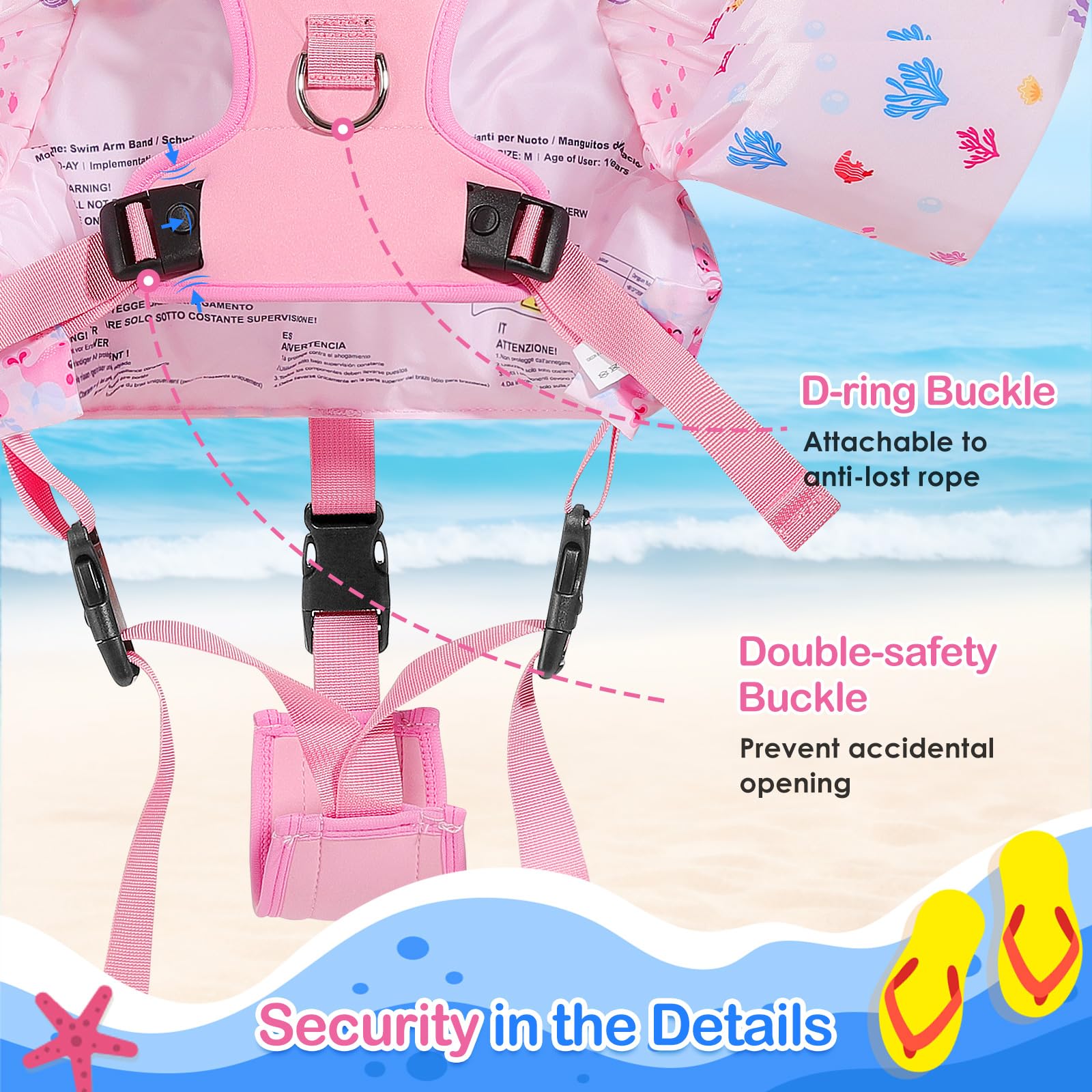 Moko Swim Arm Band for Kids 20-30-50 lbs, Cute Cartoon Toddler Swim Vest, Swimming Water Wings Pool Floaties Sleeve for Children Learn to Swim