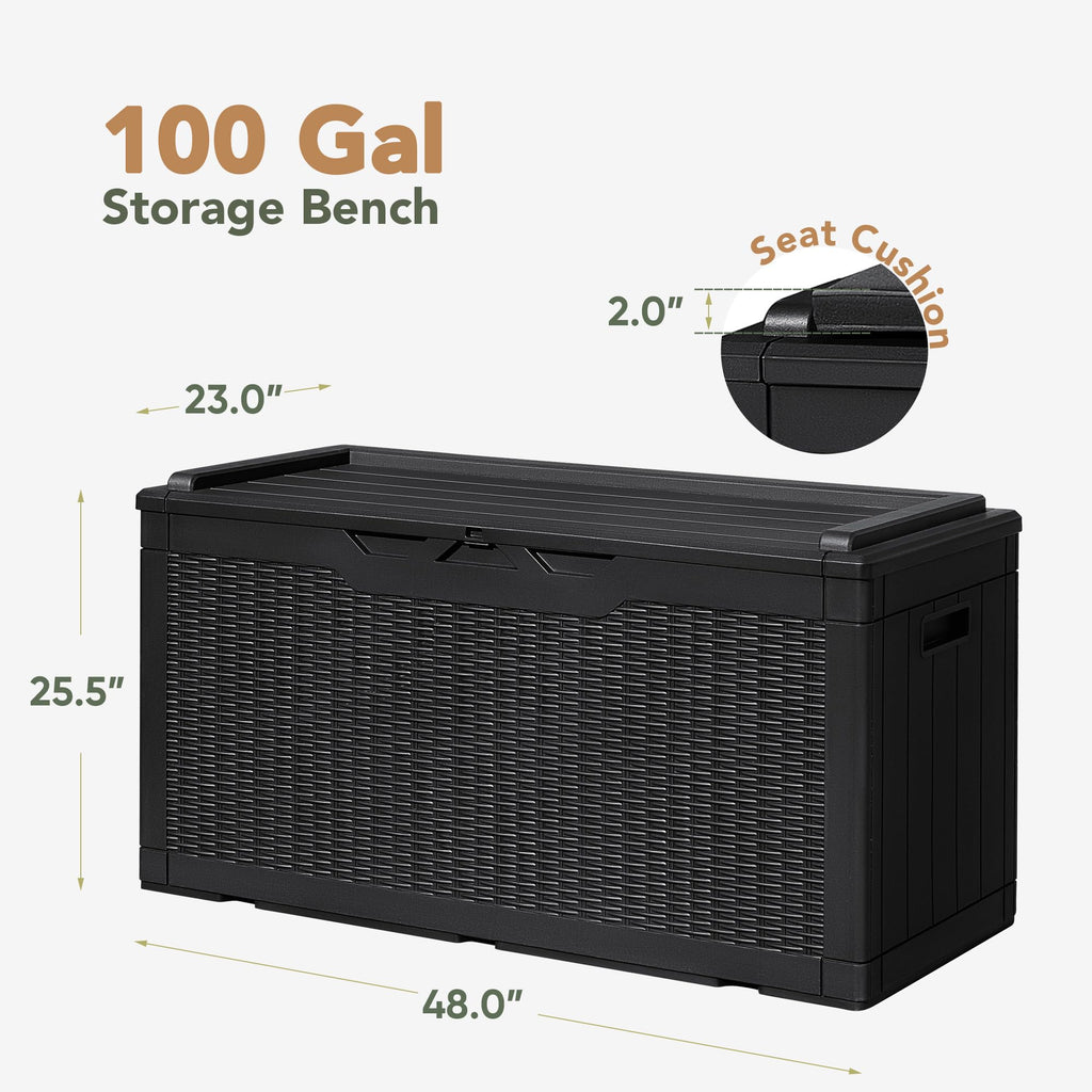 Flamaker Deck Box 30 Gallon, Waterproof Resin Small Storage Box with Lid, Outdoor Patio Furniture Cushion Garden Tool Organizer, Lockable Package Delivery Box for Porch Balcony (Black)