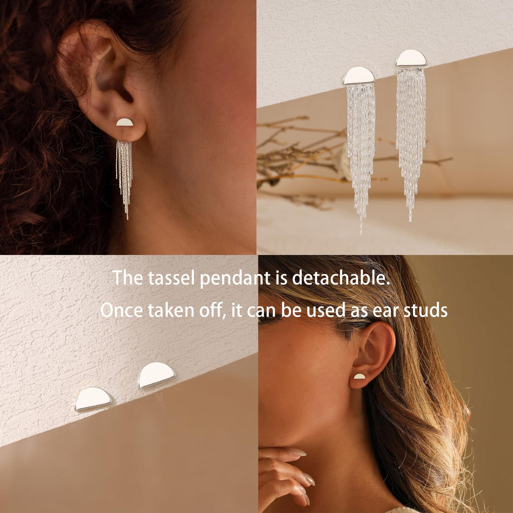 Gold Earrings for Women, 14K Gold Plated Tassel Dangle Earrings for Women Trendy Hypoallergenic Long Chain Earring Dainty Pearl Drop Earrings Elegant Wedding Earring Fashion Jewelry for Womens