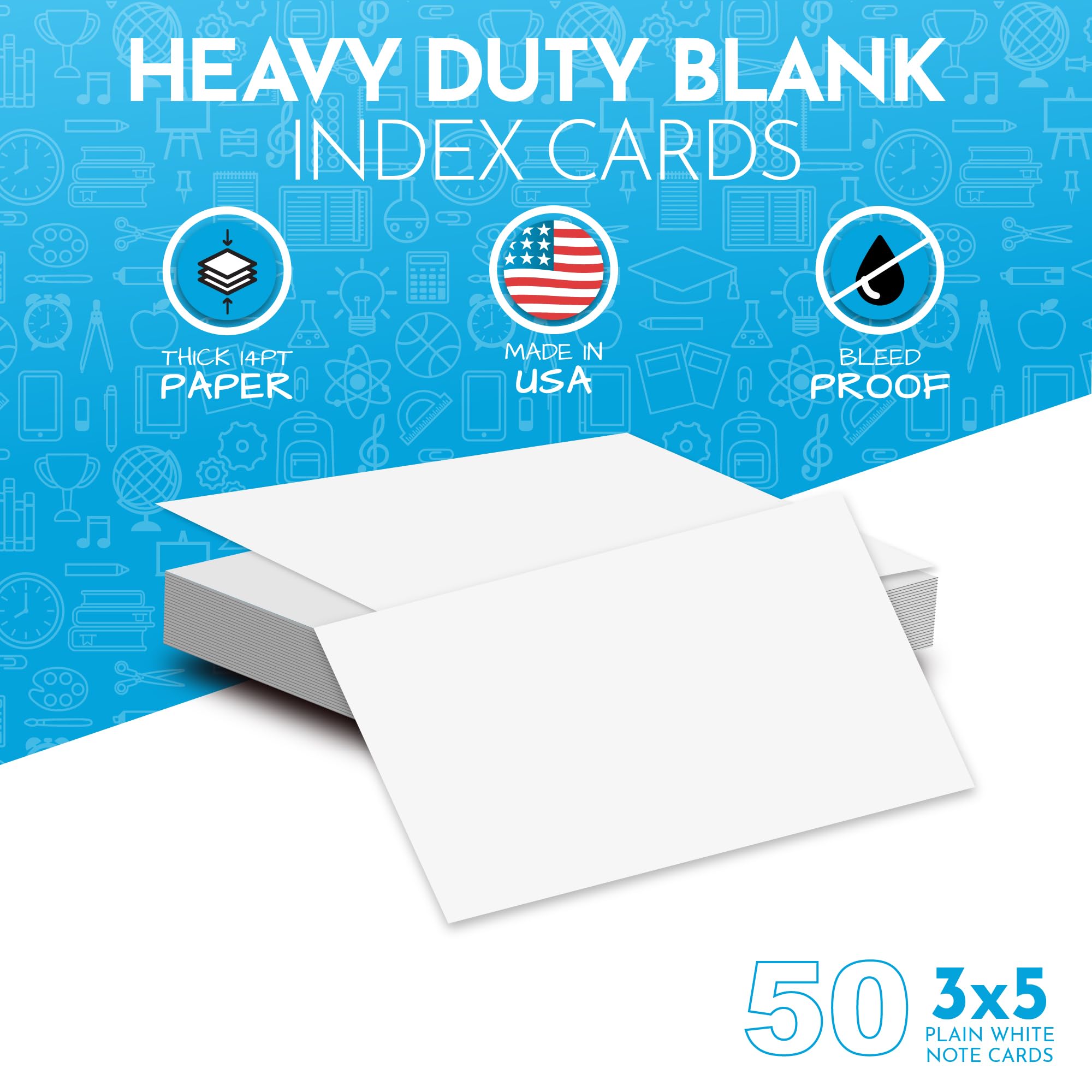 Home Advantage 2x3.5 Blank Index Cards - Our 50 Pack of Blank Note Cards Use Heavy Duty Cardstock to Make Them Bleed Proof - These Plain Index Cards Make Great Blank Business Cards & Blank Flashcards
