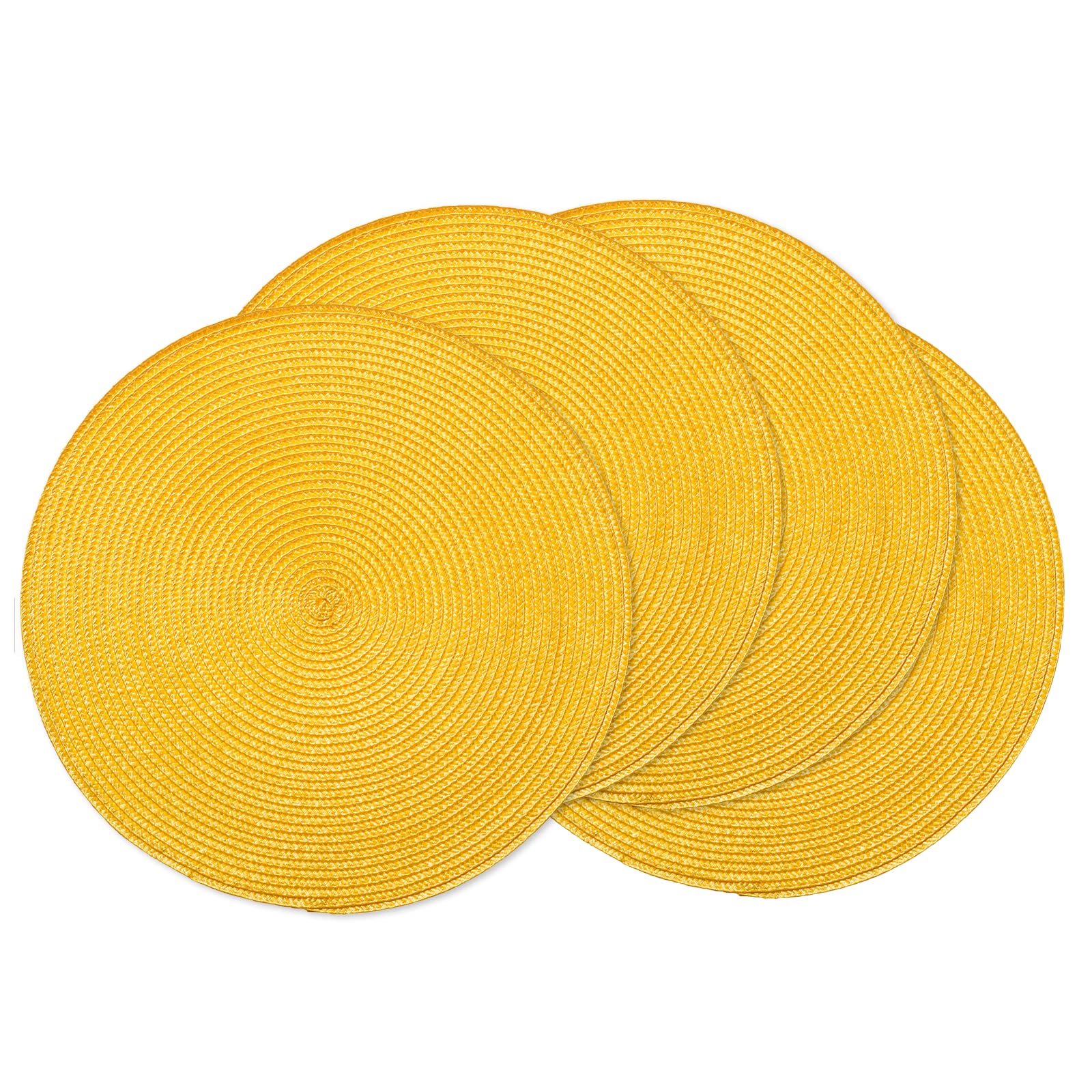 AHHFSMEI Round Placemats Set of 6 Heat Resistant Washable Non-Slip Woven Braided Table Mats for Dining Table Kitchen & Home Decor (Beige)