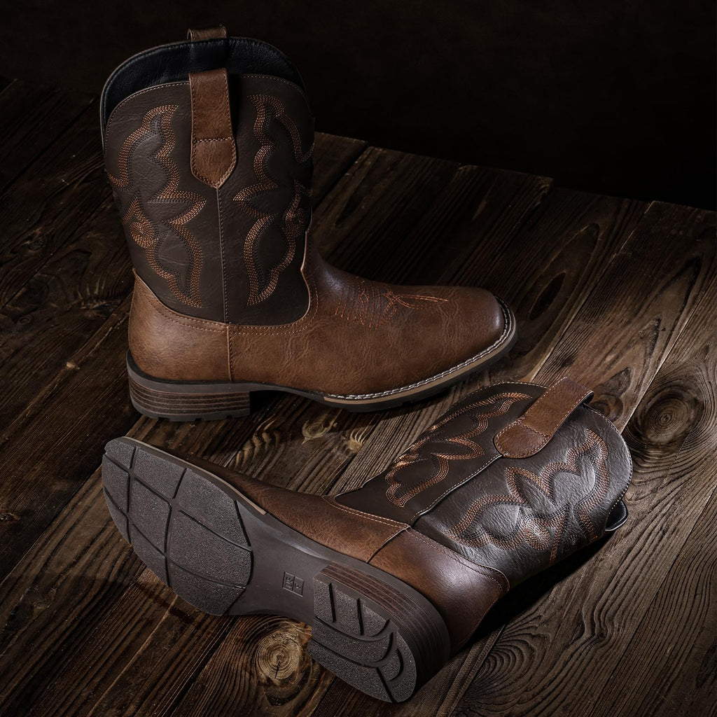 Cowboy Boots For Men - Western Boot Men's Cowboy Boots With Square Toe | Cowboy Western Boot | Pull-on Boots| Old West Style Embroidered