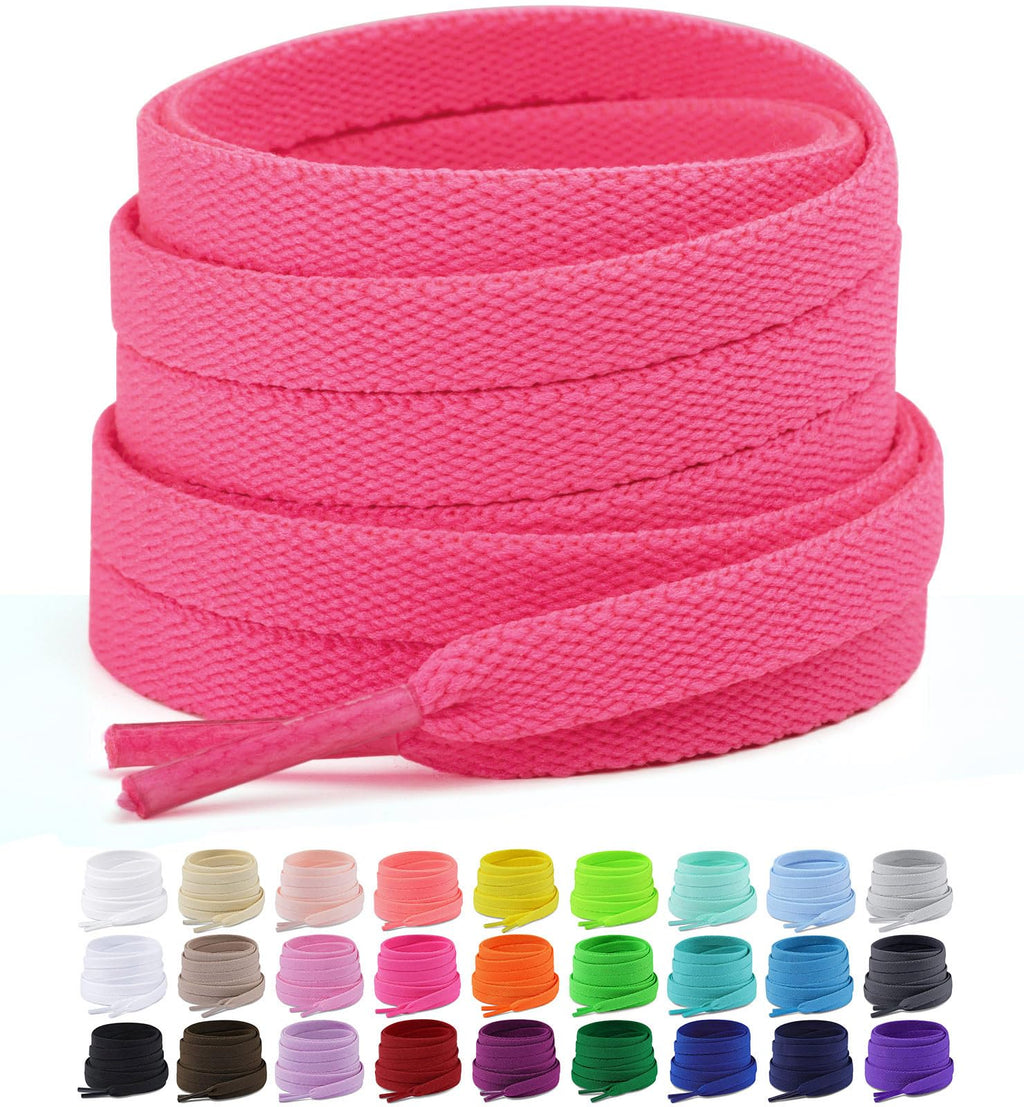 Upgrade Tight Weave Flat Shoelaces 28 Colors 5/16" Wide Shoe Laces for Sneakers - 2Pairs