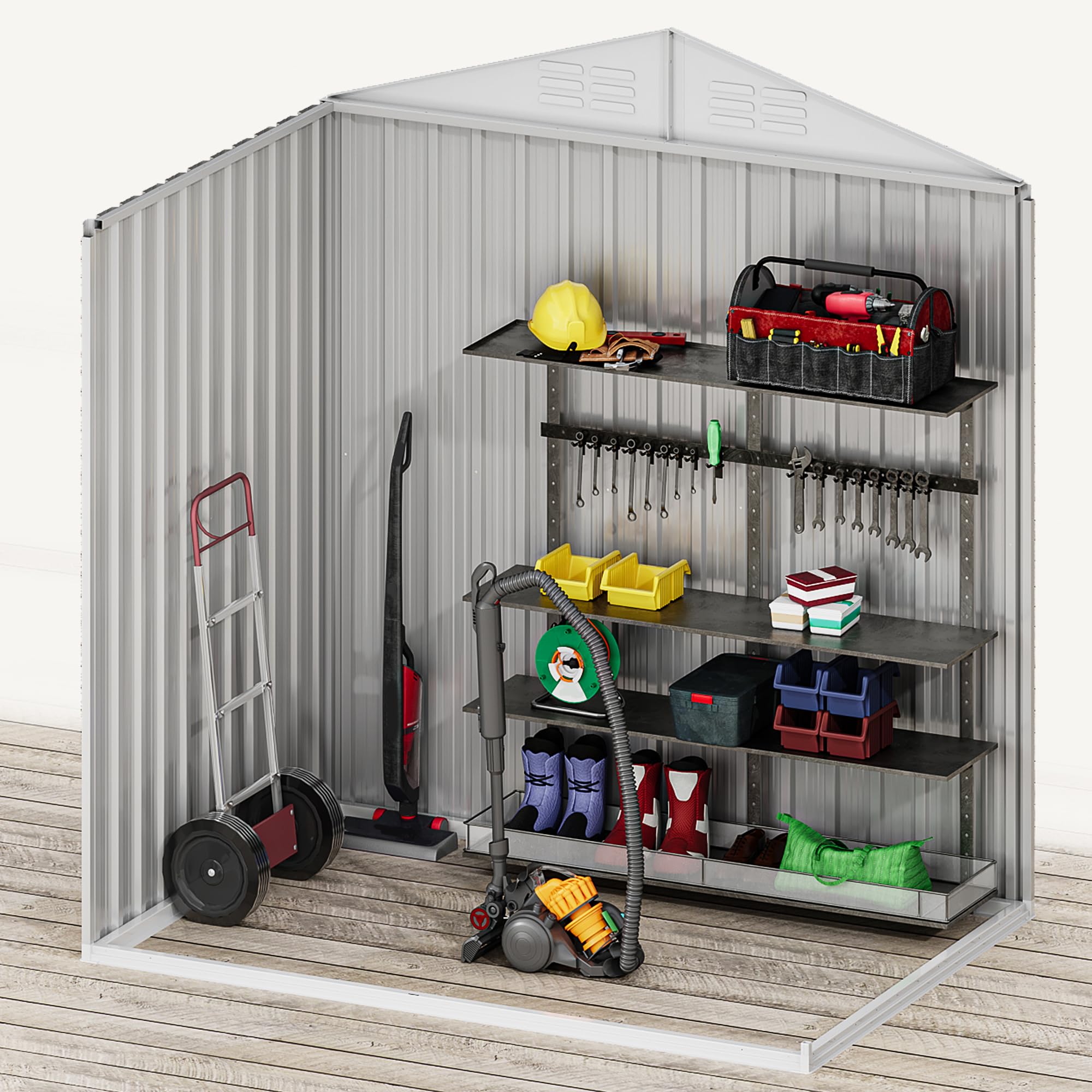 DWVO 6x4ft Outdoor Storage Shed, Lockable Metal Tool Storage Sheds, Waterproof Garden Sheds with Vents for Backyard, Patio, Garage, Lawn, Dark Gray