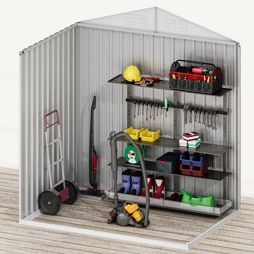 DWVO 6x4ft Outdoor Storage Shed, Lockable Metal Tool Storage Sheds, Waterproof Garden Sheds with Vents for Backyard, Patio, Garage, Lawn, Dark Gray