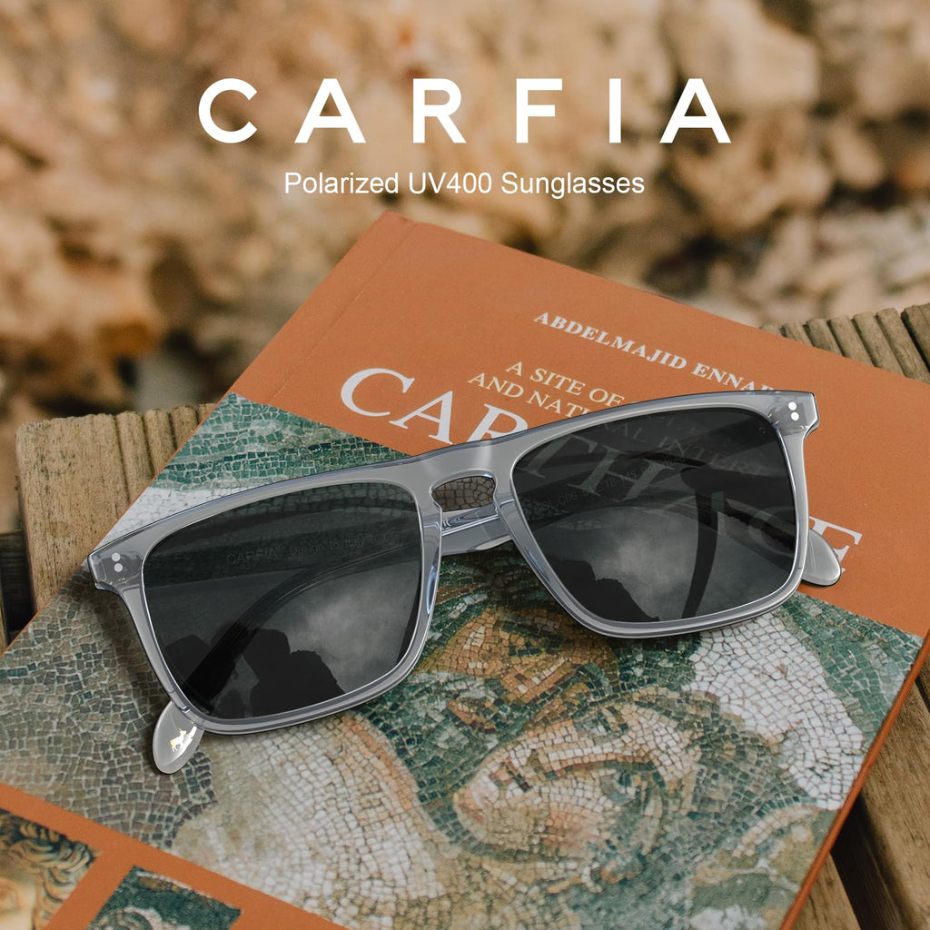 CARFIA Retro Polarized Sunglasses for Men UV Protection Hand-crafted Acetate Frame Fashion Cool Sun Glasses CA53572