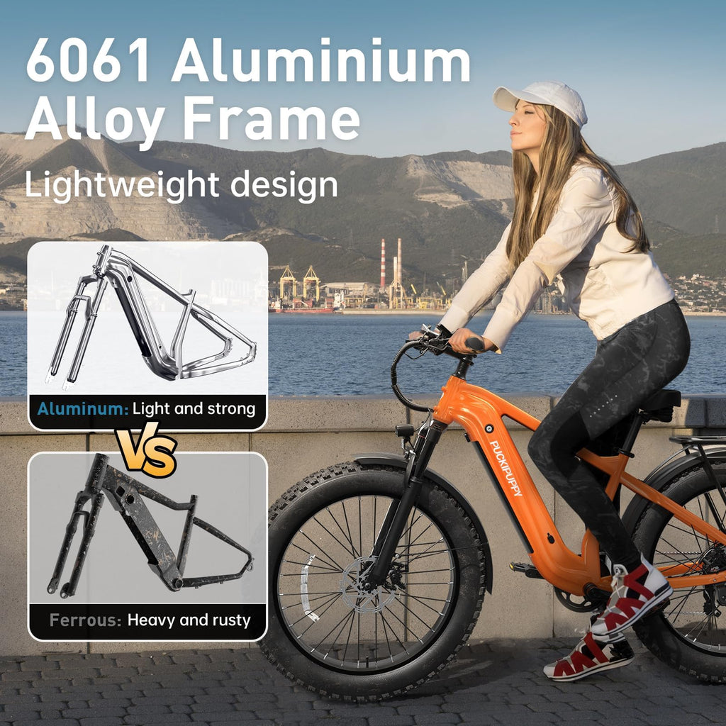PUCKIPUPPY Electric Bike for Adults with 960W(Peak), 26" Fat Tire Electric Mountain Bike, 48V 15AH Removable Battery Ebike, 28MPH Aluminum Frame E Bike with Rear Storage Shelf
