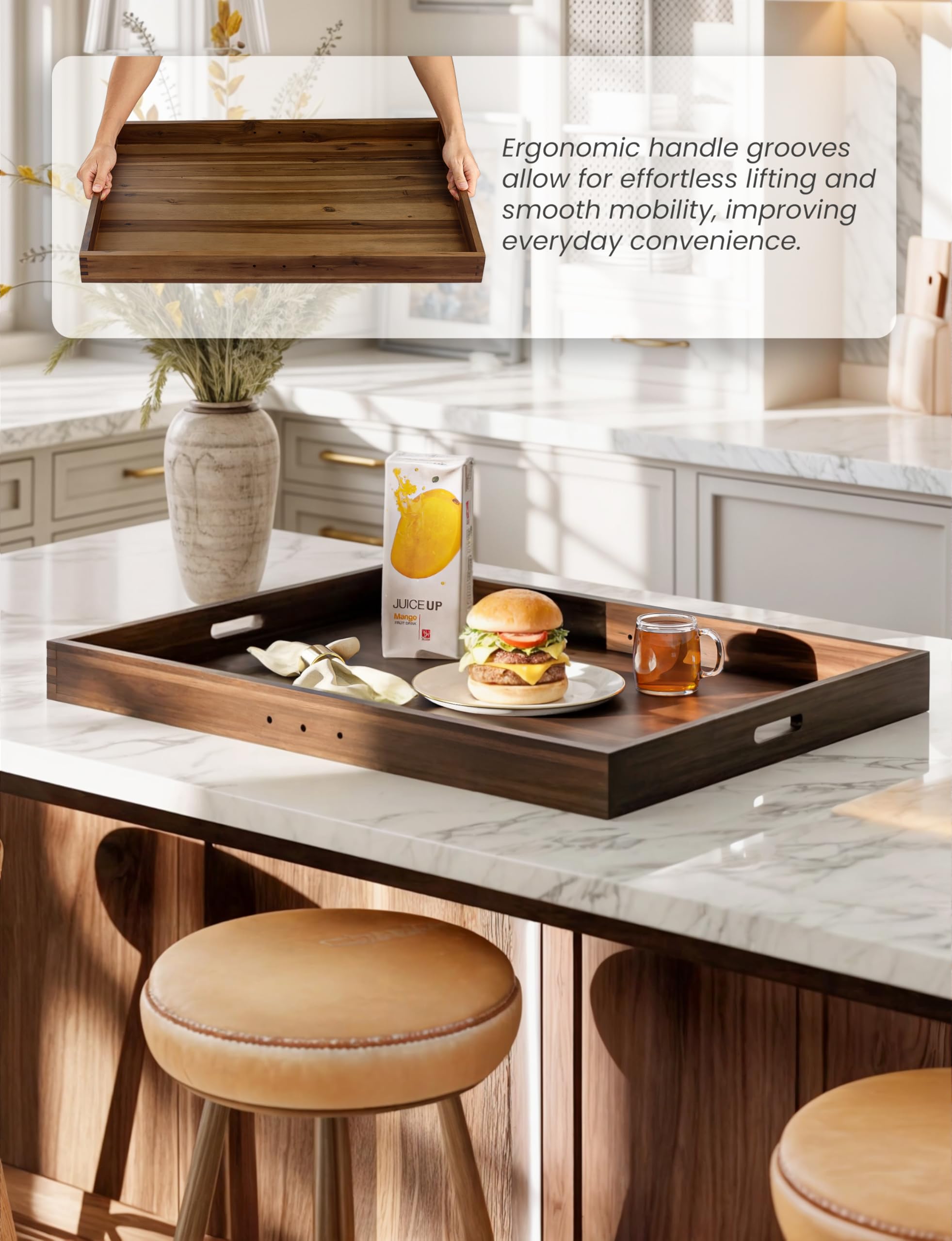 TIDITA Stove Top Covers for Electric Stove 30”x22” (Outer) / 28.9”x20.8” (Inner) - Acacia Wood Noodle Board for Gas Stovetop - Stove Top Covers for Gas Burners - Sink Cover For Counter Space