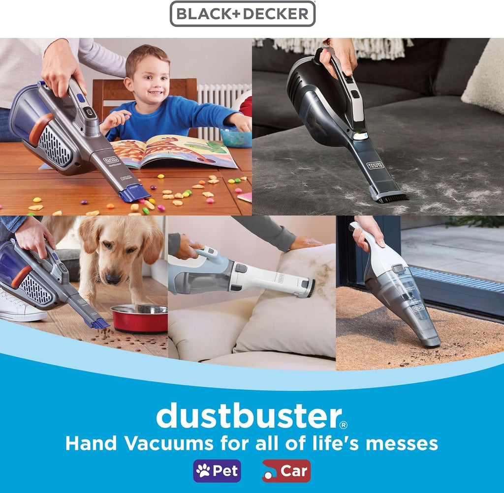 BLACK+DECKER dustbuster Handheld Vacuum, Cordless Car Vacuum Portable 12V, with Rotating and Extendable Nozzle (HHVI320JR02)