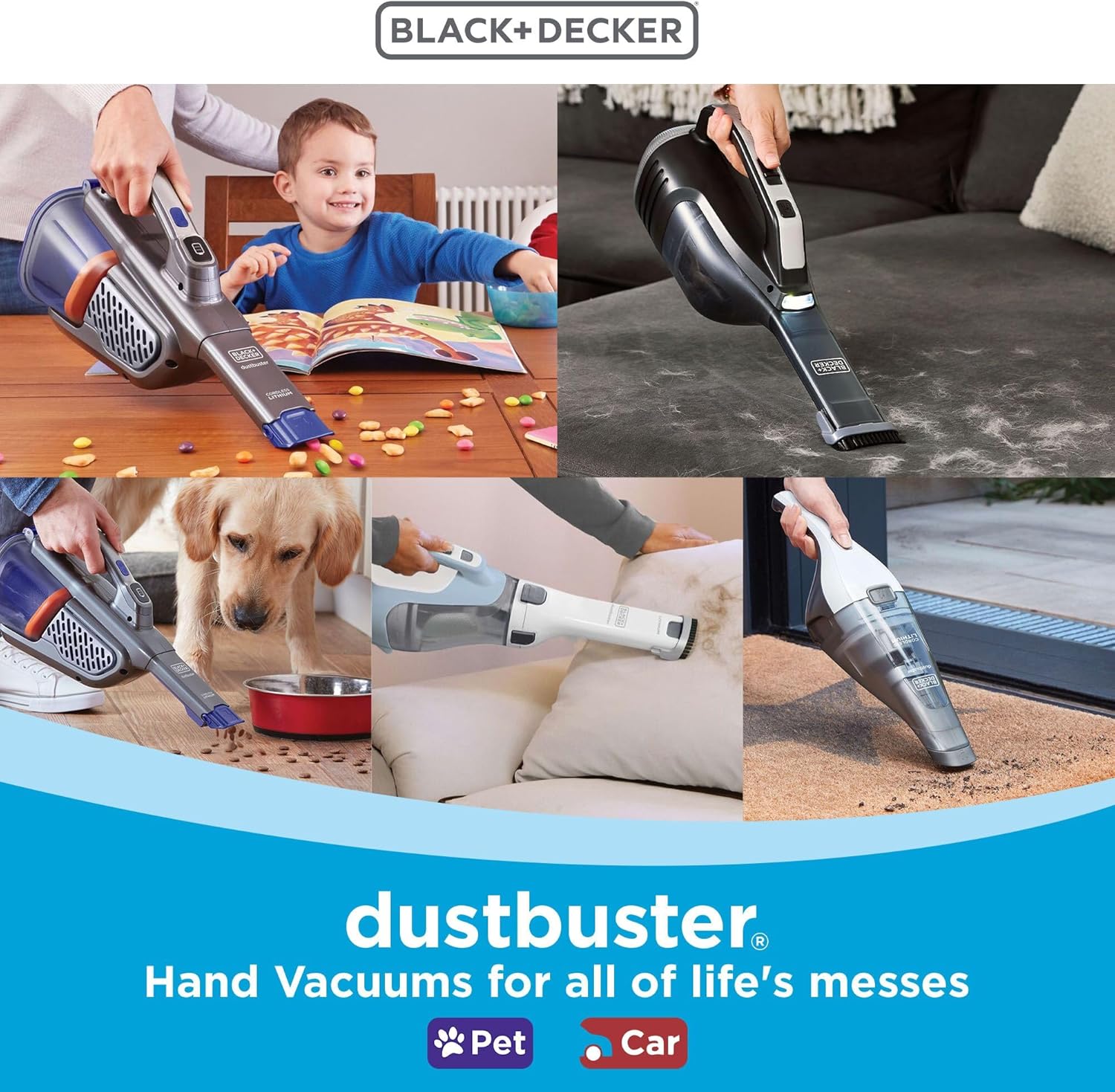BLACK+DECKER dustbuster Handheld Vacuum, Cordless Car Vacuum Portable 12V, with Rotating and Extendable Nozzle (HHVI320JR02)