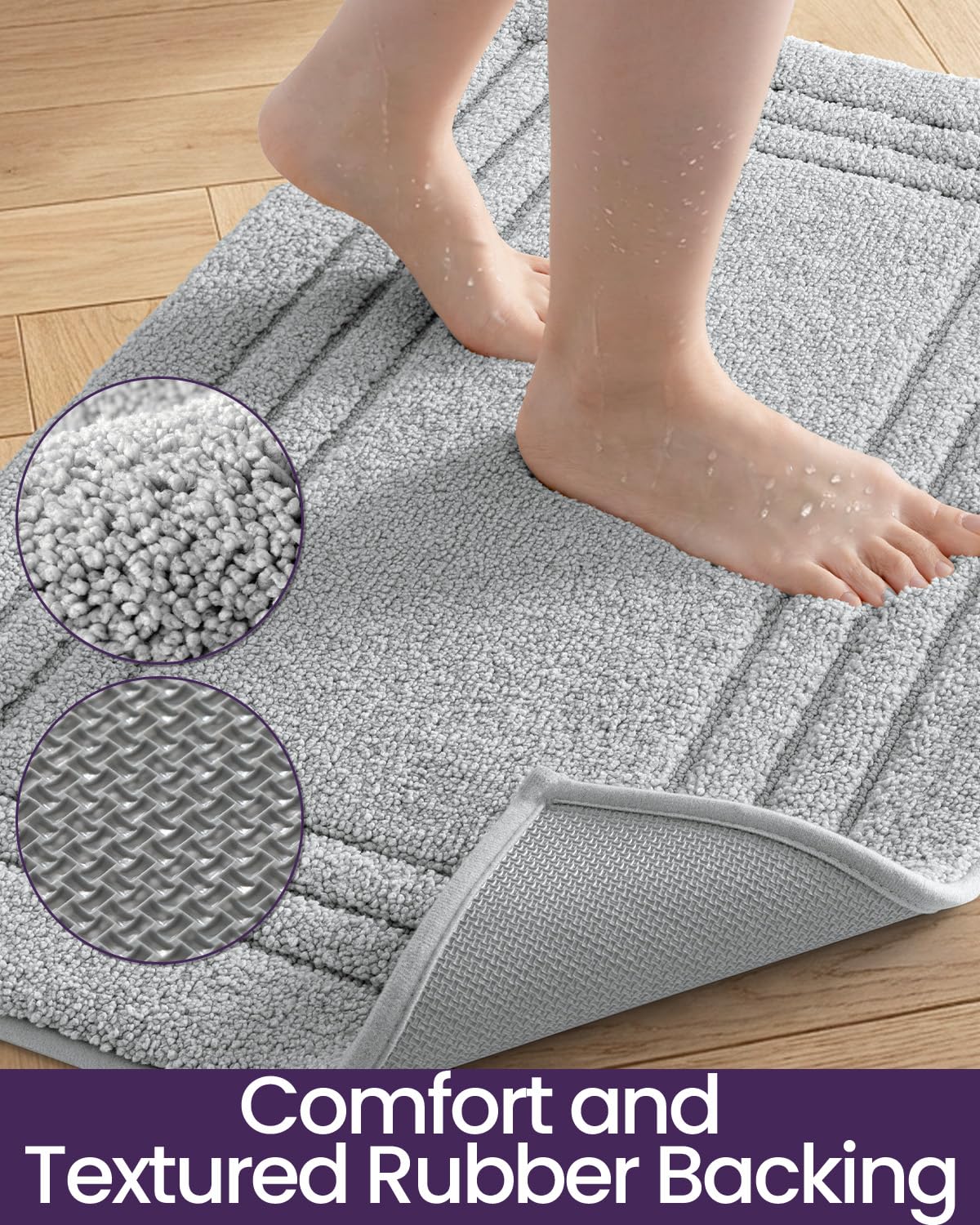 DEXI Bath Mats Bathroom Rug, 32x20 Non Slip Bathroom Rugs Washable, Absorbent Bathmat Quick Dry for Shower Floor Sink, Beige