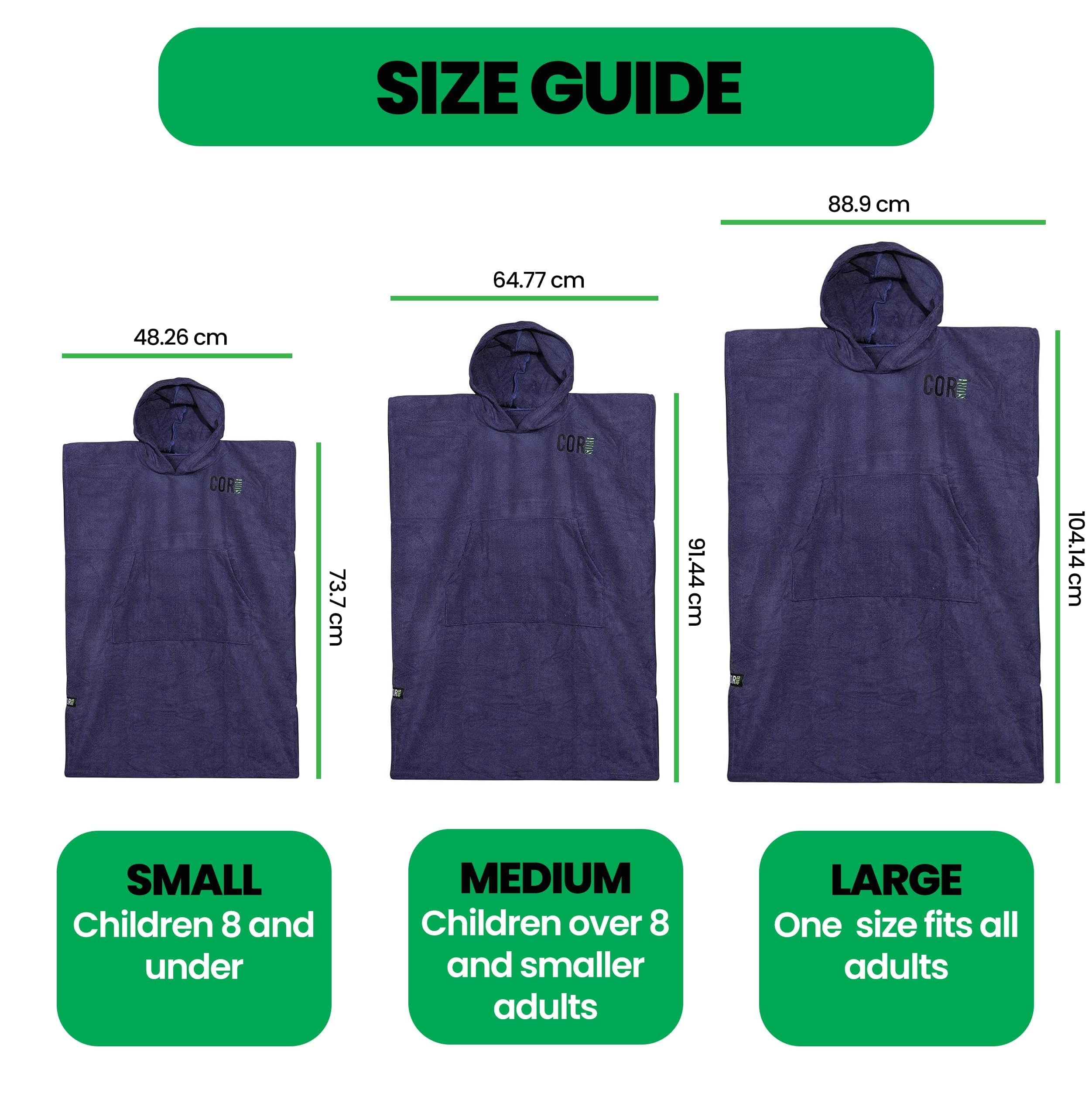 COR Surf Poncho Changing Towel Robe with Hood and Front Pocket | Thick Quick Dry Microfiber Wetsuit Poncho Towel for Surfing Beach Pool Swim (Medium, Cobalt)