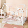 Bellemave Twin Size Montessori Floor Bed, Metal House Bed Framefor Kids, Montessori Floor Beds with Fence, Playhouse for Kids,Black