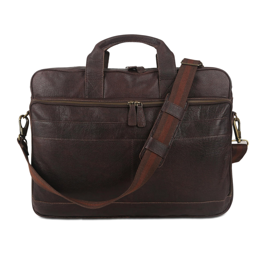 Leather briefcase 18 Inch Laptop Messenger Bags for Men and Women Best Office briefcase Satchel Bag (Black)