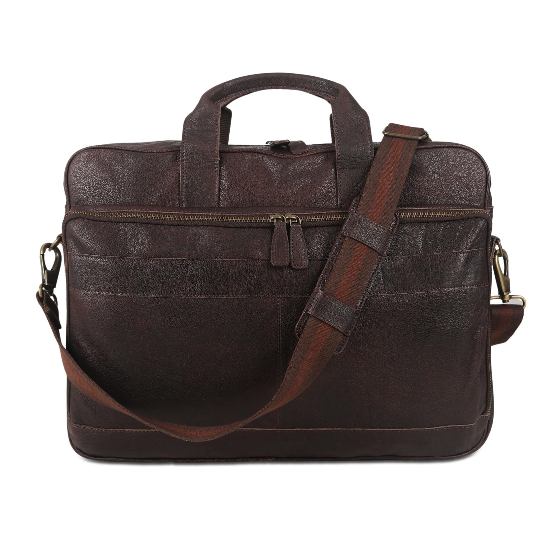 Leather briefcase 18 Inch Laptop Messenger Bags for Men and Women Best Office briefcase Satchel Bag (Black)