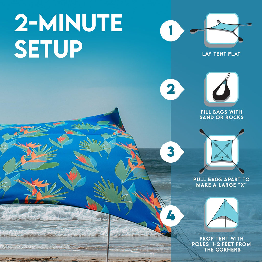 Neso Gigante Portable Beach Tent Sun Shelter - Lightweight Beach Shade Canopy - Easy Setup for Family Outings - Patented Reinforced Corners - UPF 50+ - 8ft Tall, 11 x 11ft - Save The Whales