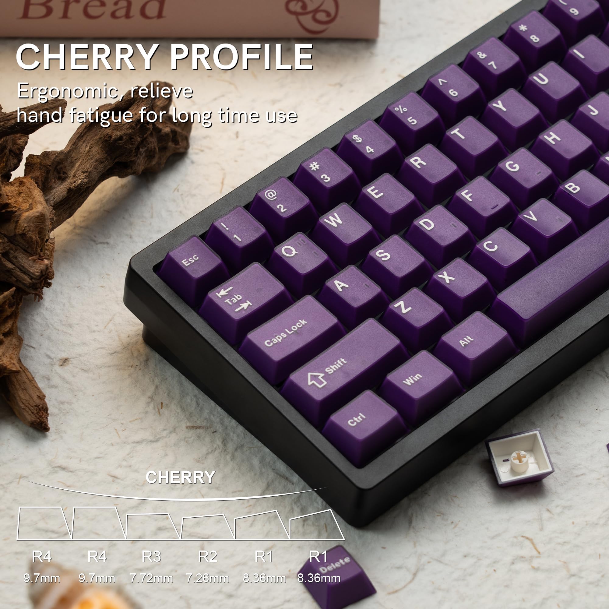 dagaladoo Black Topographic keycaps Double Shot PBT keycaps Shine Through Keyboard Keys Side Printed Key caps Cherry Profile Custom keycap Set for100%, 75%, 65%, 60% US Layout Mechanical Keyboard